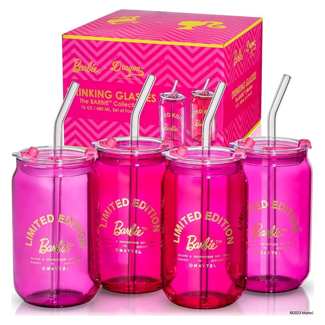 Vasos de Cristal Dragon Glassware Barbie Set 4 - Rosa y Magenta