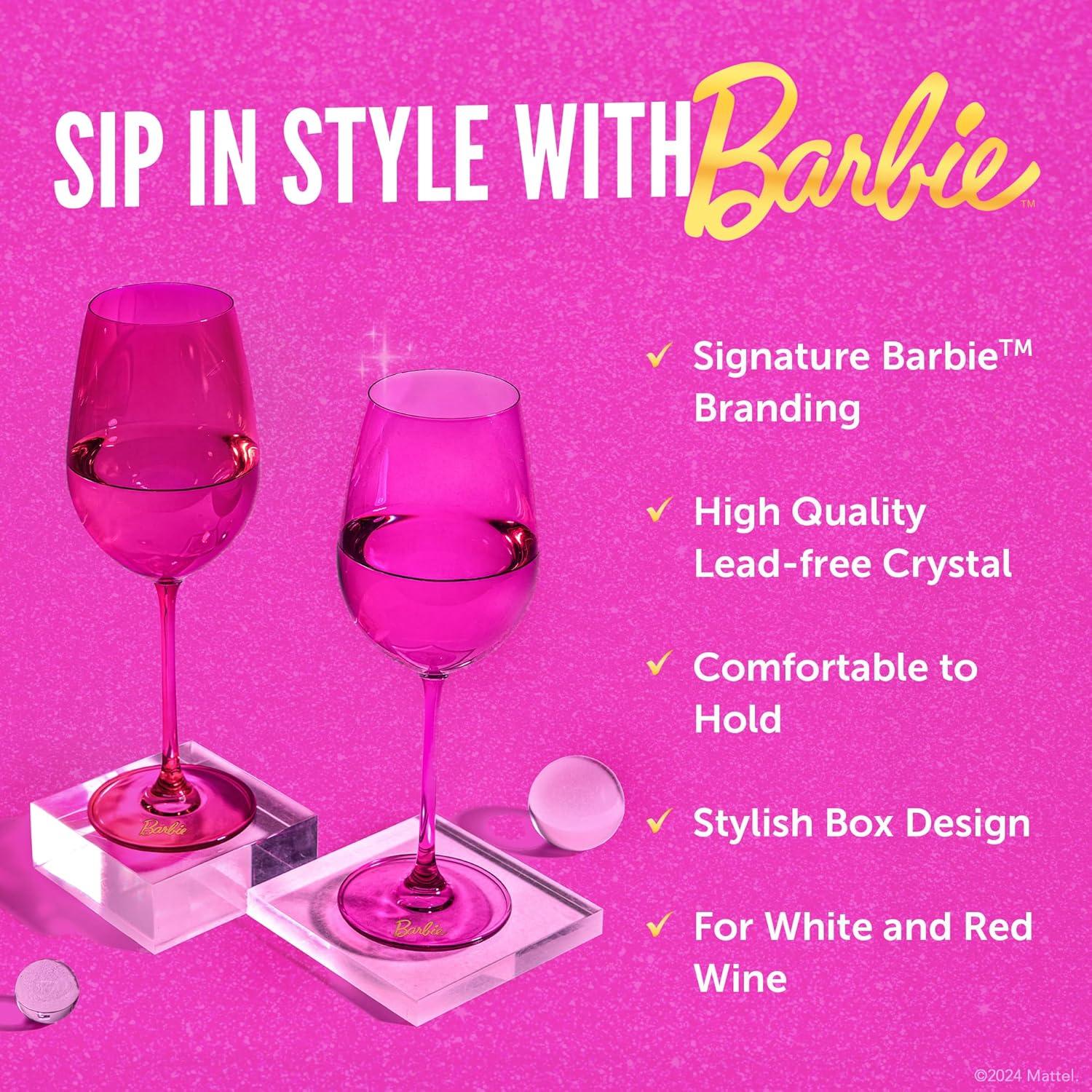 Copas de Vino Dragon Glassware Barbie - Juego de 2 - Rosa