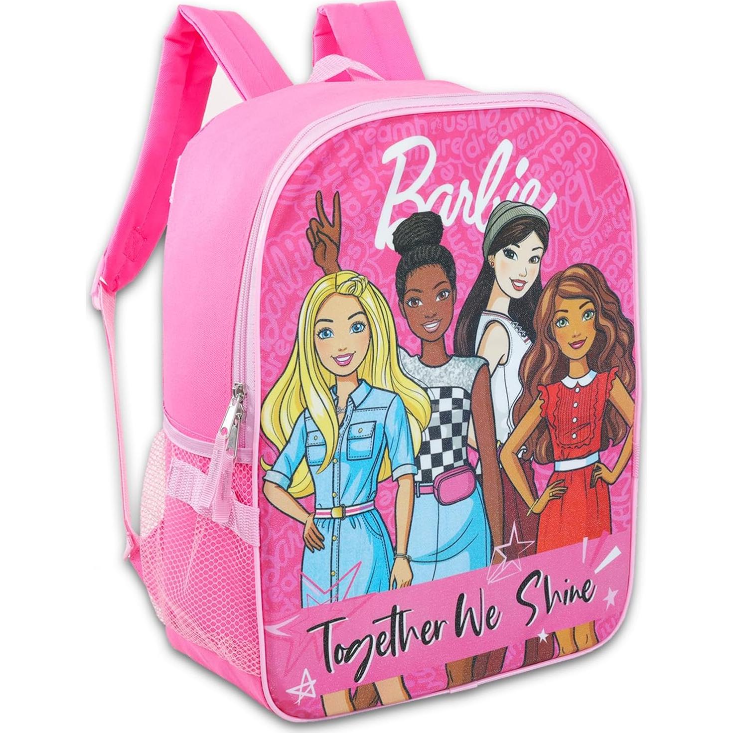 Set Mochila Escolar Barbie 40.64 cm + Caja Almuerzo + Botella