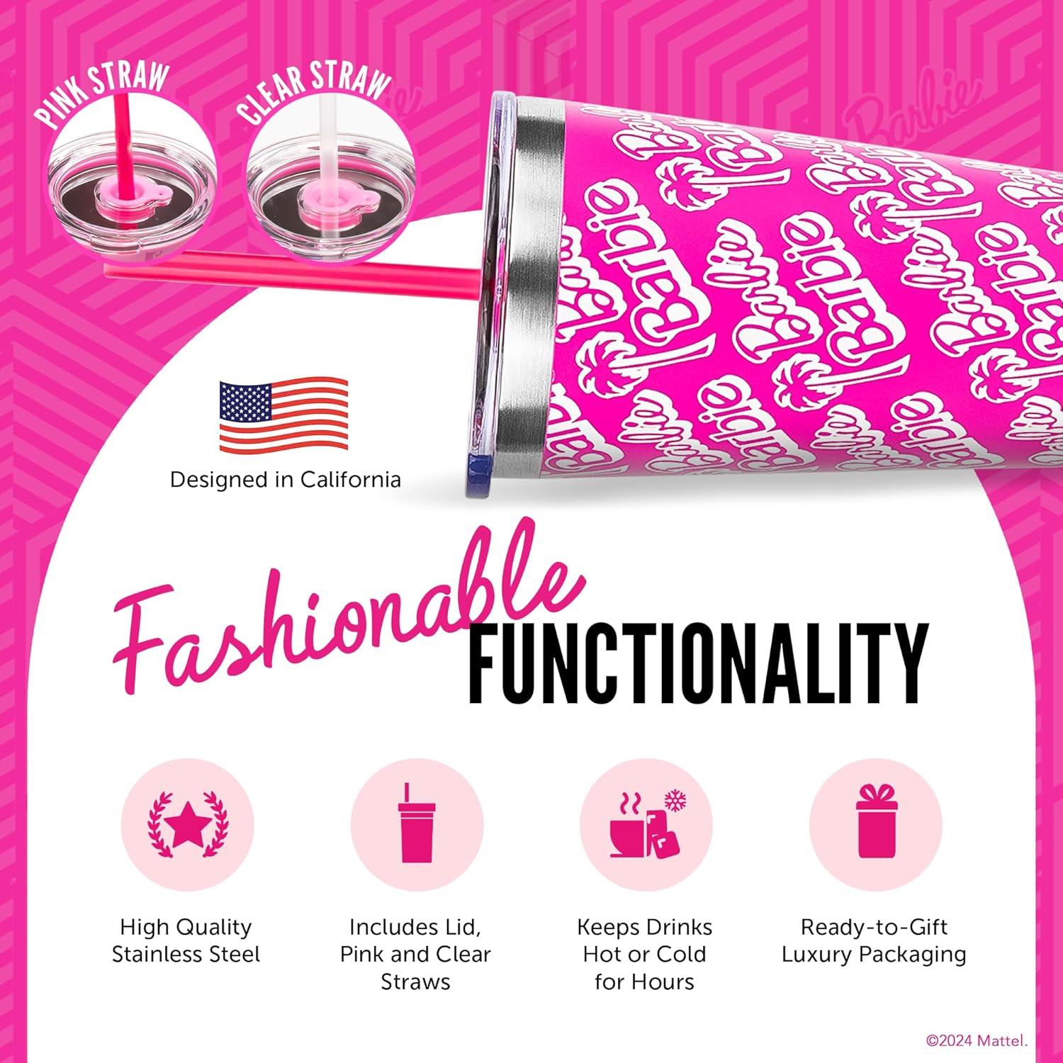 Vaso Térmico Dragon Glassware Barbie 473 ml con Popote