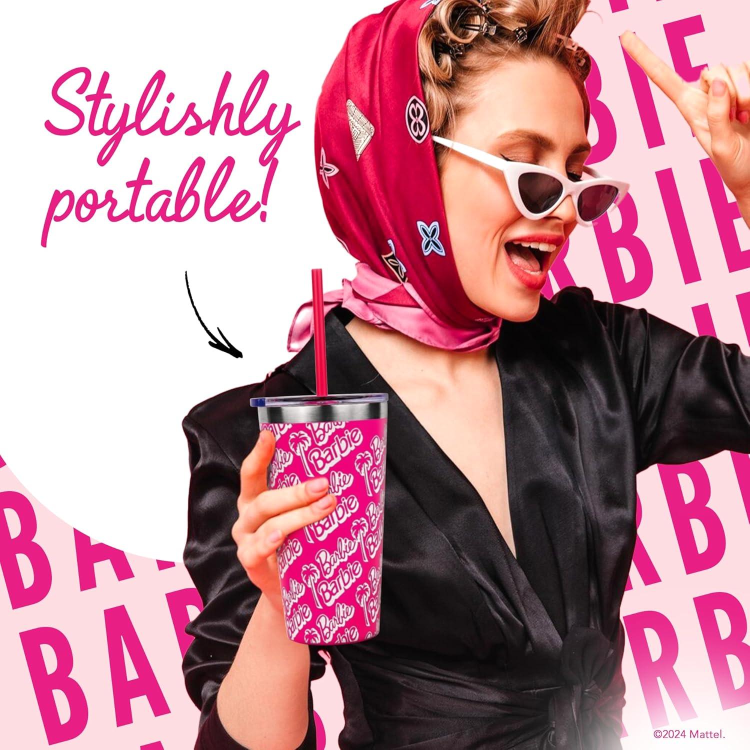 Vaso Térmico Dragon Glassware Barbie 473 ml con Popote