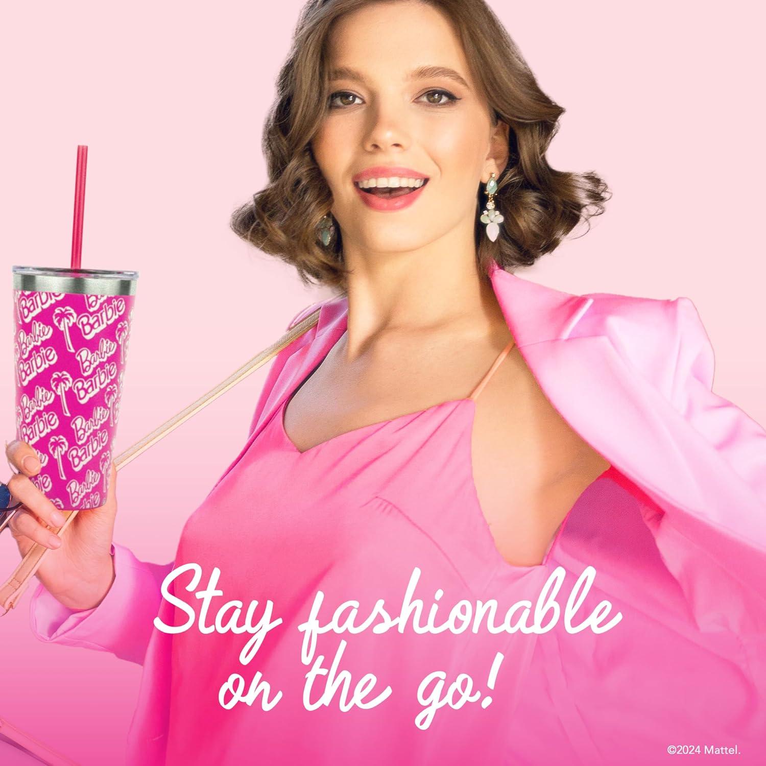 Vaso Térmico Dragon Glassware Barbie 473 ml con Popote