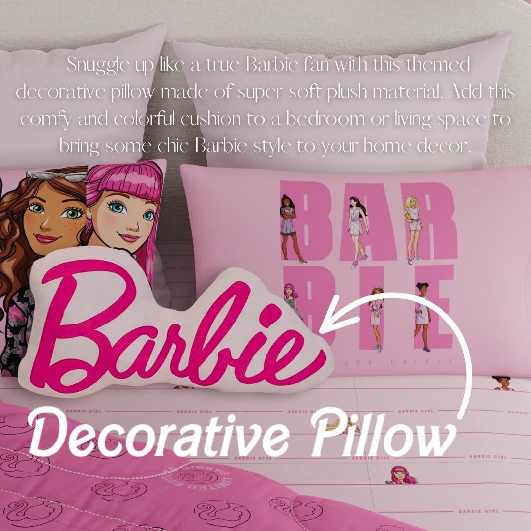 Almohada de Abrazo Barbie Franco 43 cm Logo Rosa Suave