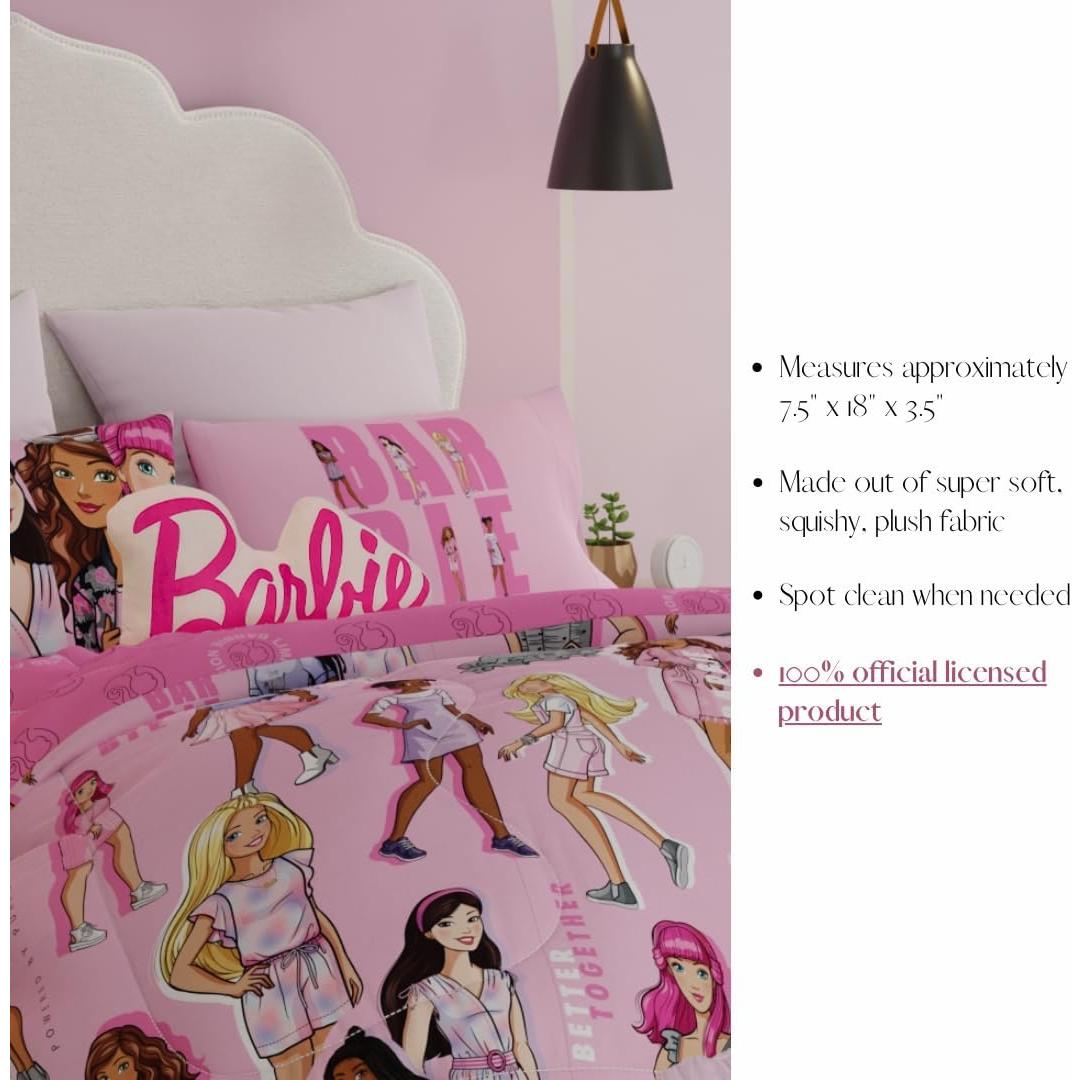 Almohada de Abrazo Barbie Franco 43 cm Logo Rosa Suave