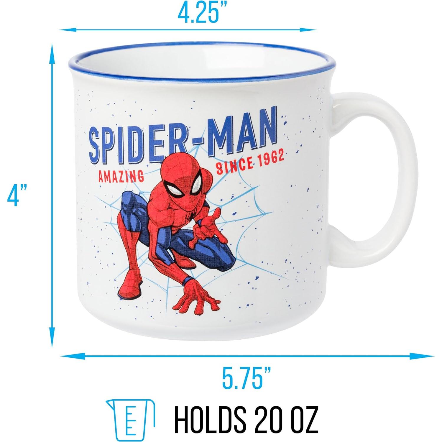 Taza Camper Cerámica Silver Buffalo Spider-Man 20oz Vintage
