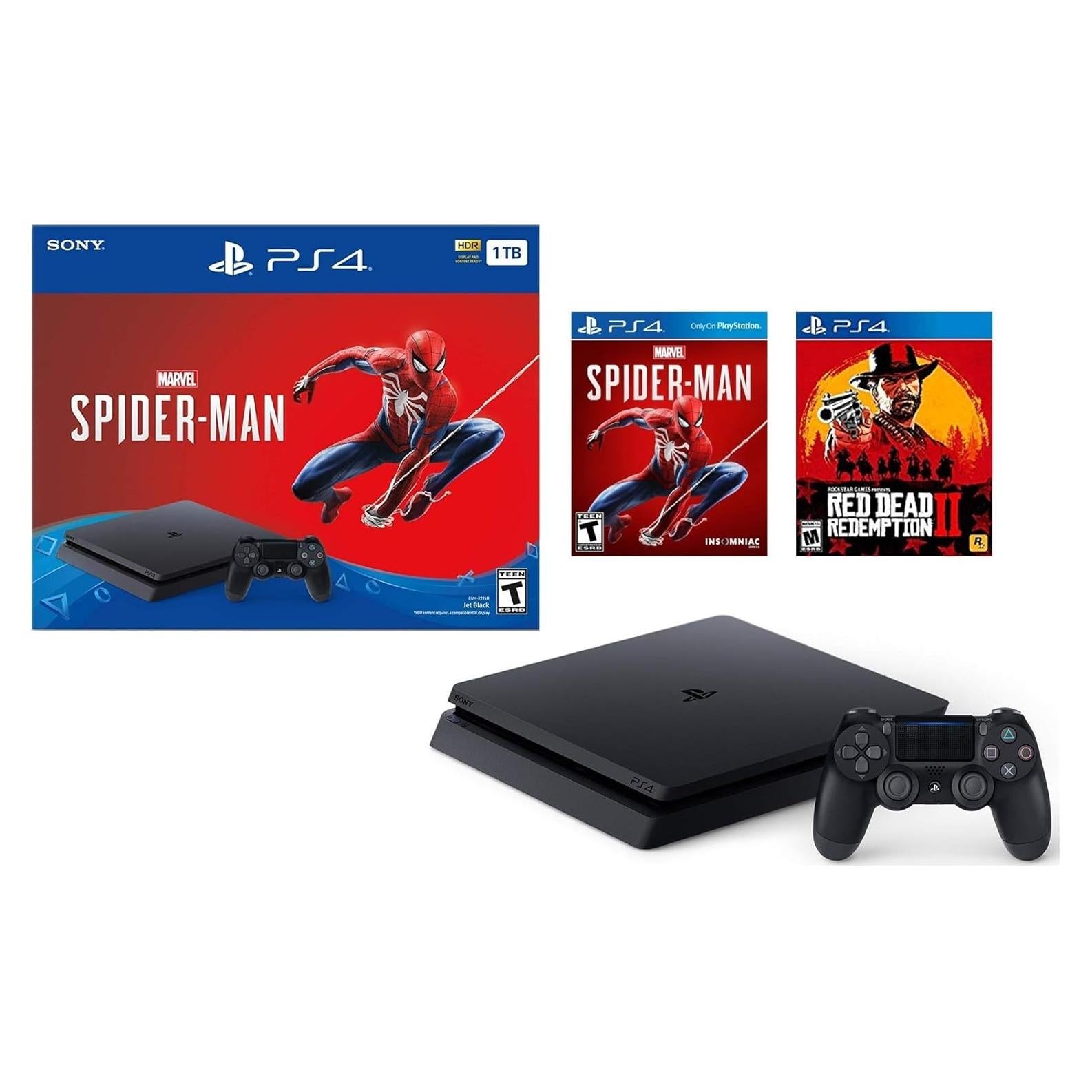 Consola PlayStation 4 1TB Sony + Marvel's Spider-Man y Red Dead Redemption 2