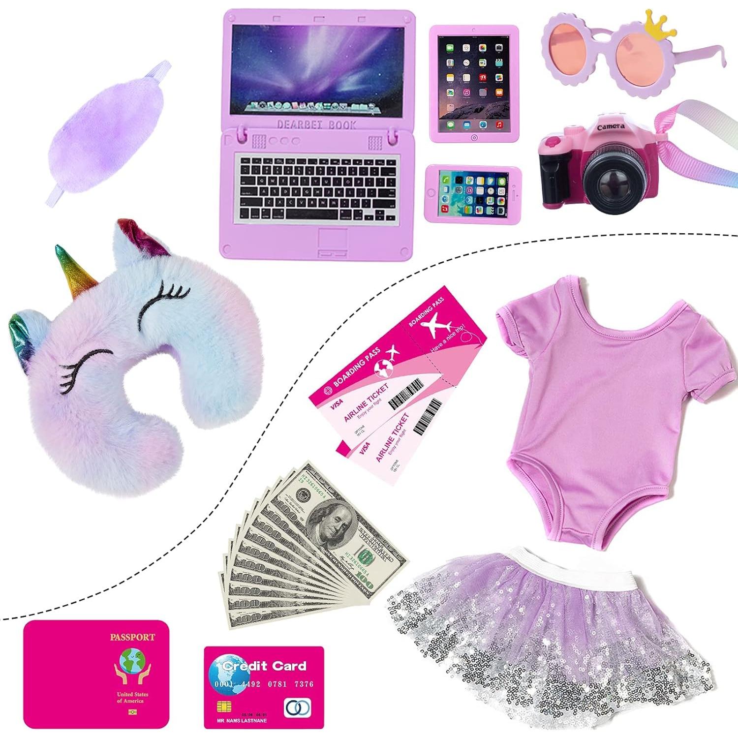 Maleta de Viaje ZNTWEI para Muñeca 46 cm con Accesorios