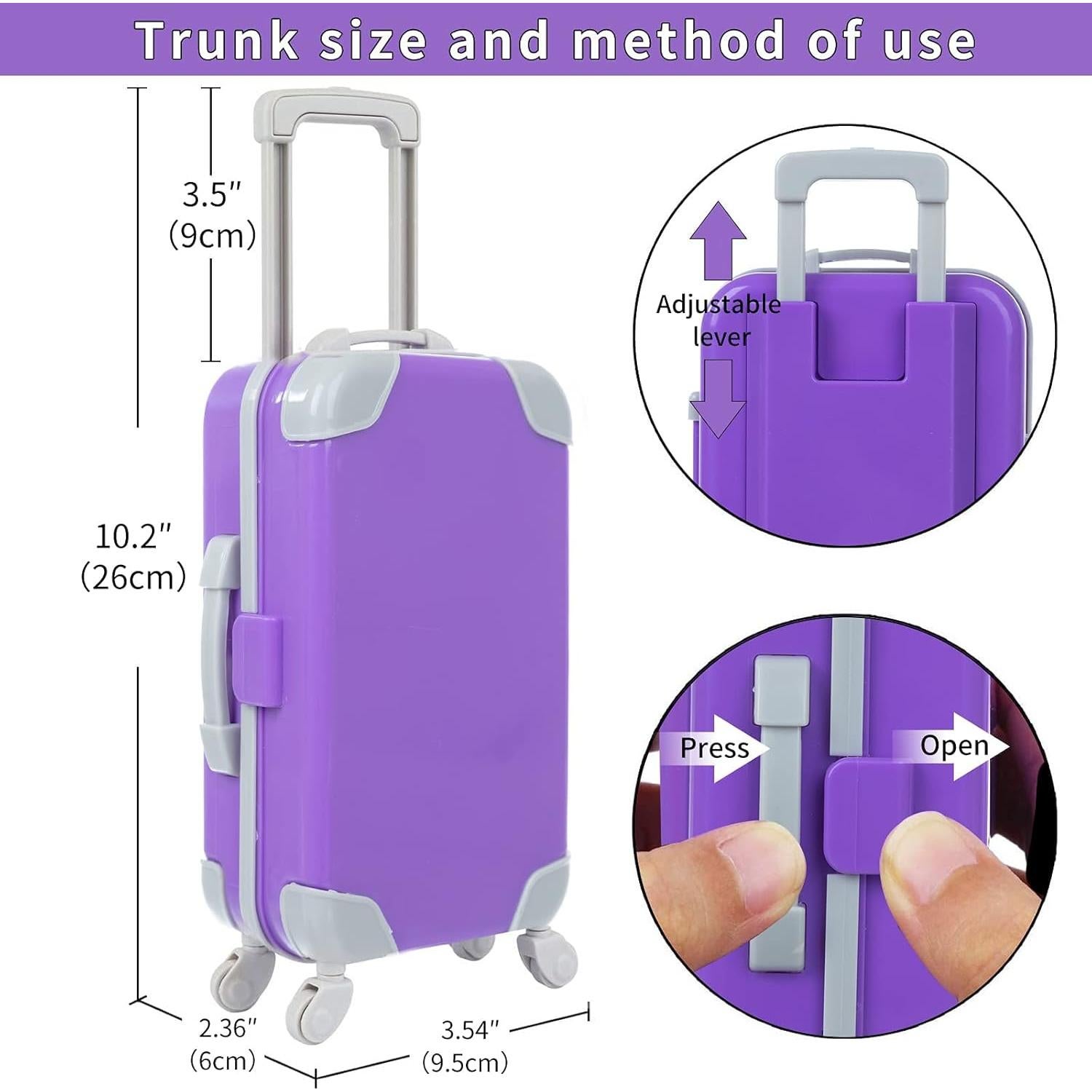 Maleta de Viaje ZNTWEI para Muñeca 46 cm con Accesorios