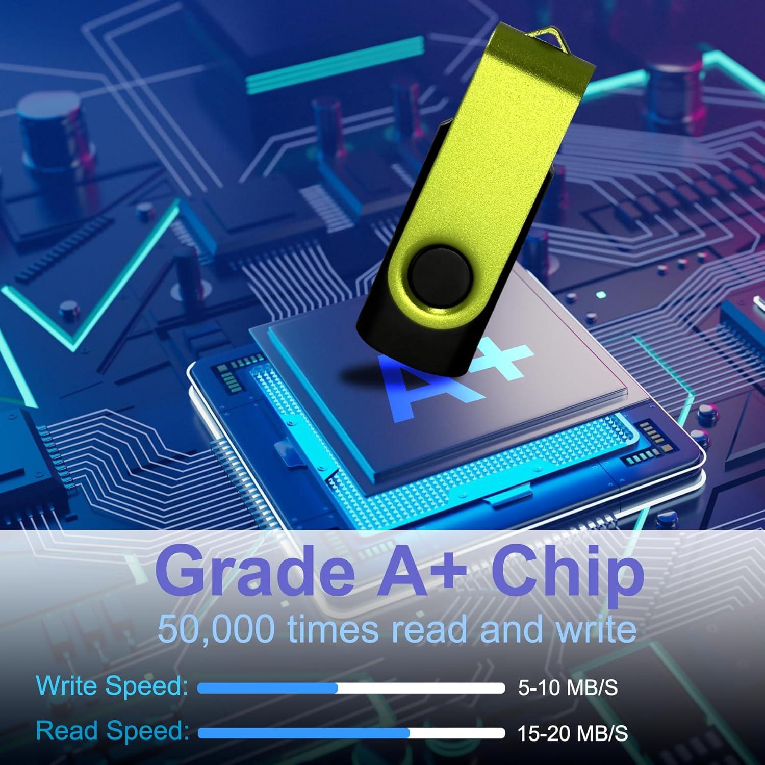 Paquete de 20 Pendrives USB 2.0 1GB Nicepicten Verde y Plata