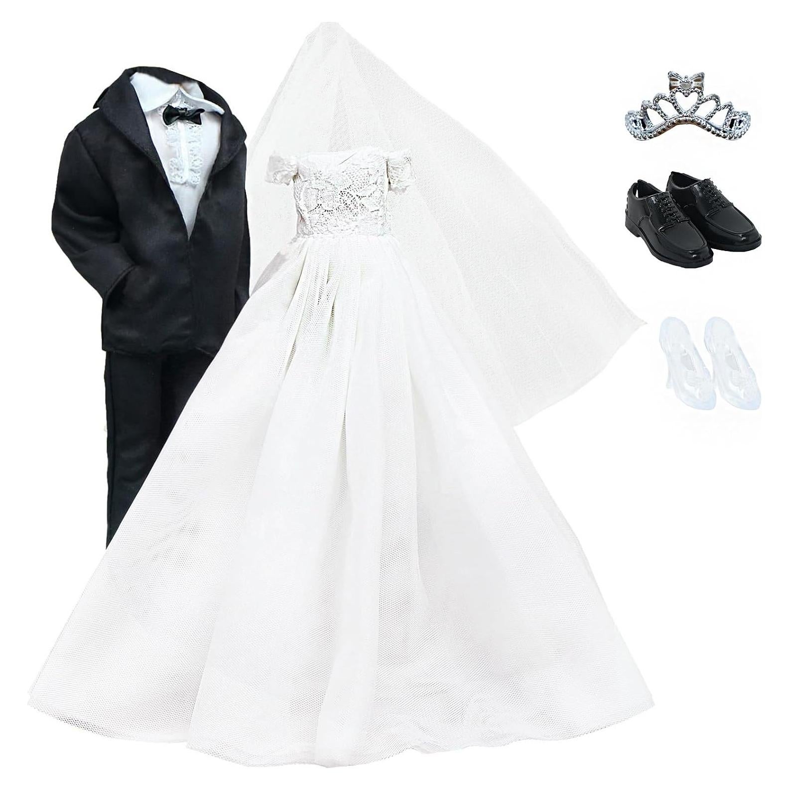 Conjunto de Boda BJDBUS para Muñecas 29.21 cm Vestido y Traje