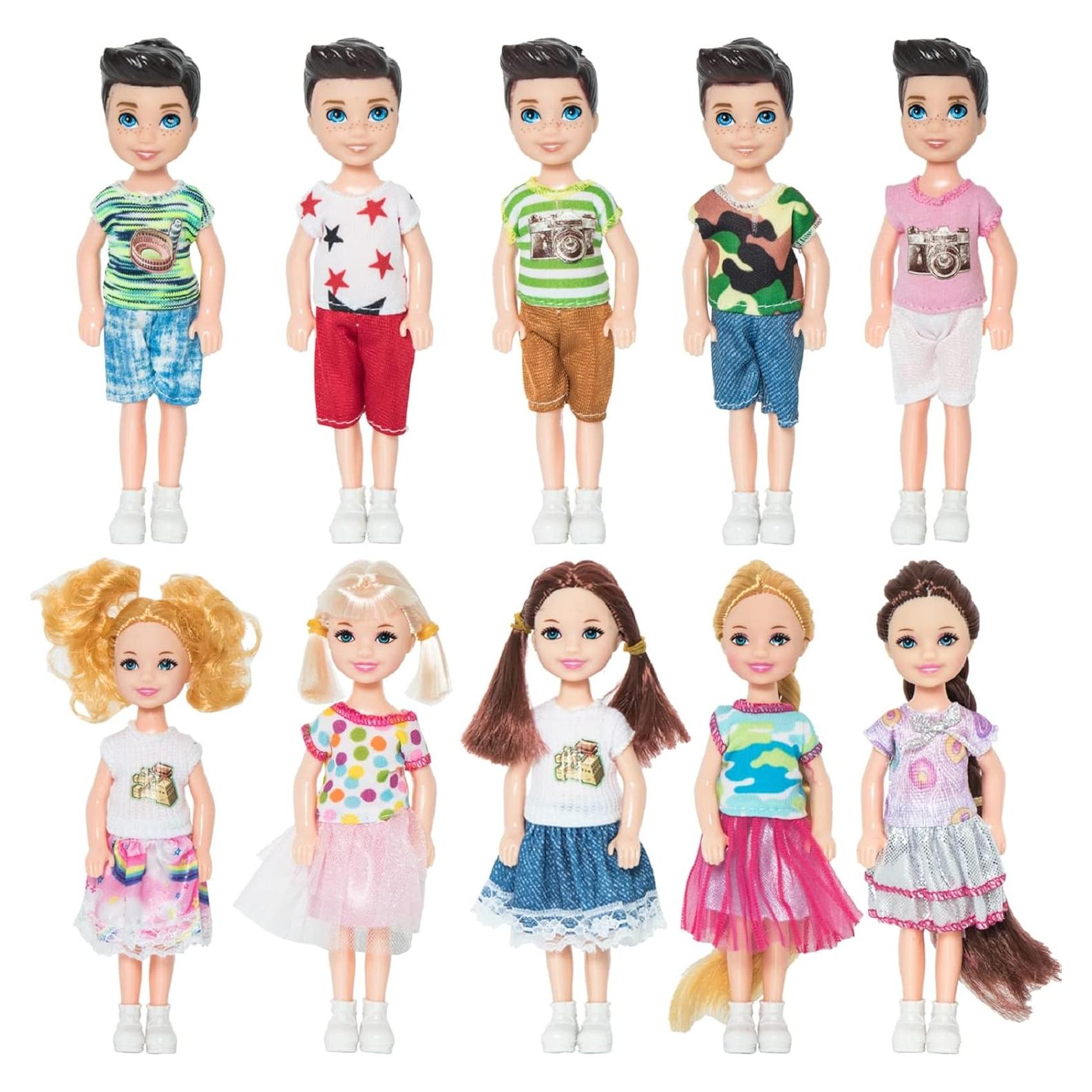 Conjunto 10 Muñecas Mini ONEST 12.7 cm con Ropa y Accesorios