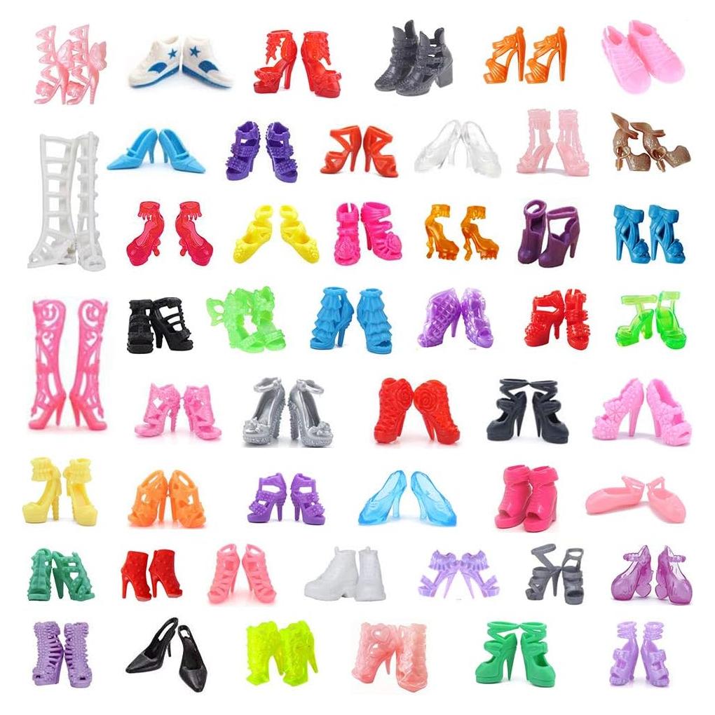 50 pares de zapatos de muñeca DoubleWood 29 cm variados