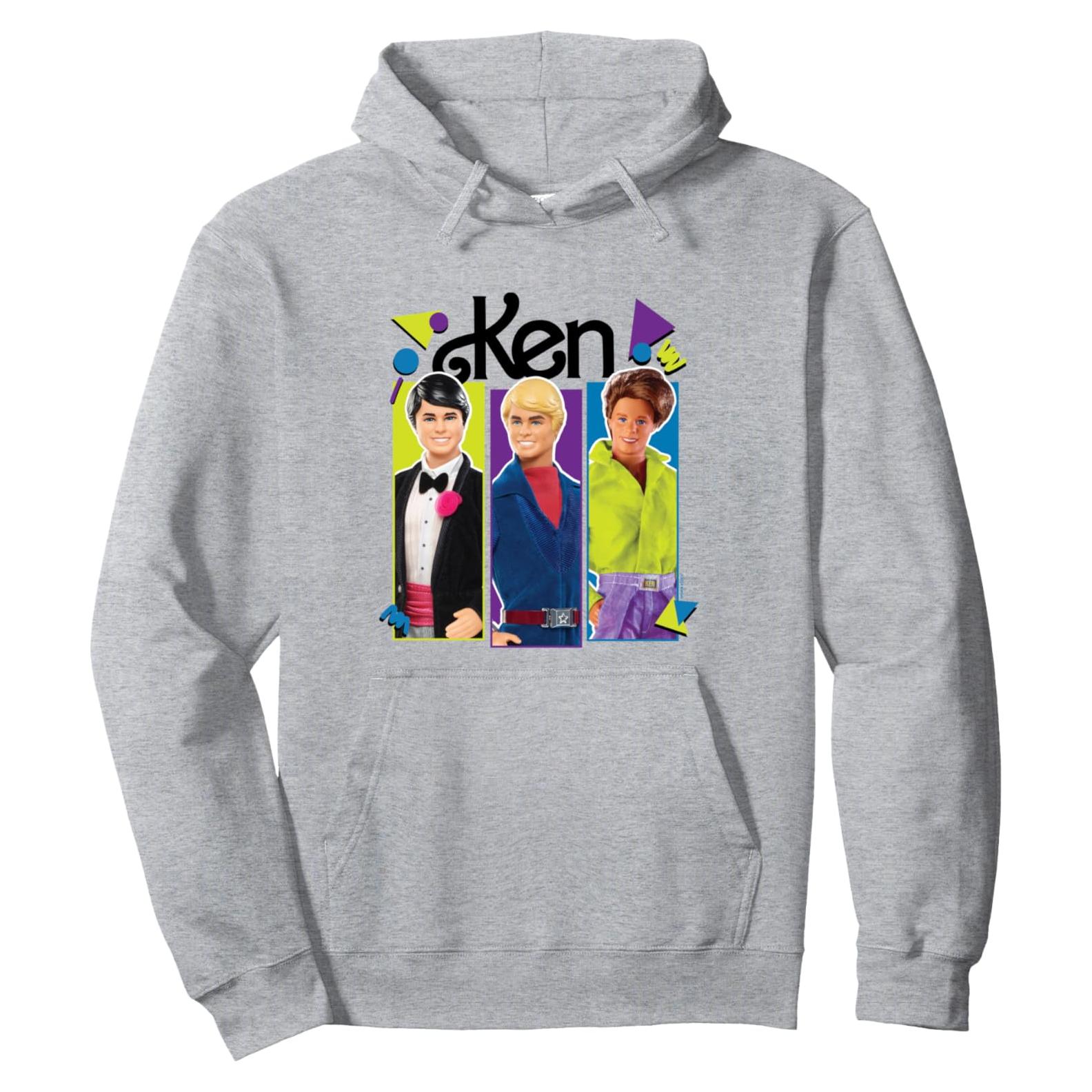 Sudadera con Capucha Retro Ken Barbie - Unisex Gris Jaspeado