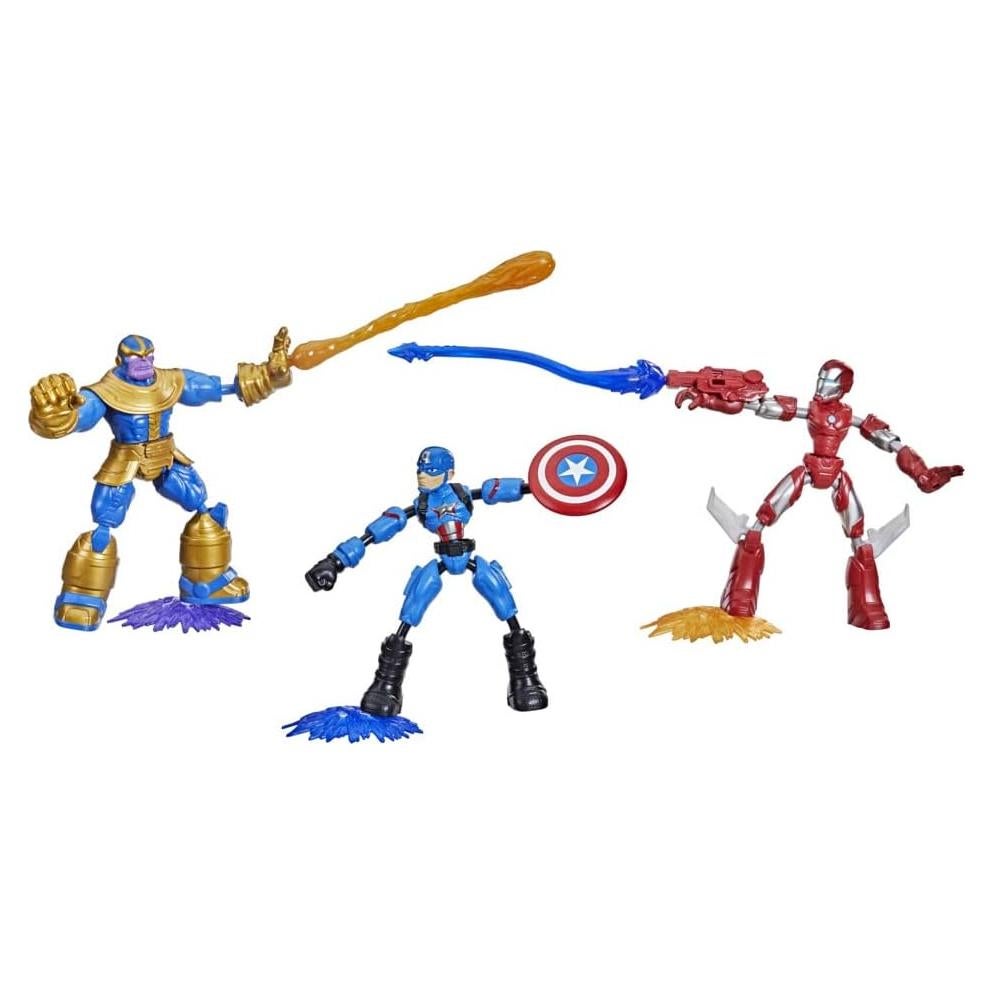 Figuras Flexibles Hasbro Marvel Avengers - Iron Man, Capitán América y Thanos