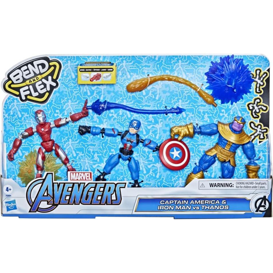 Figuras Flexibles Hasbro Marvel Avengers - Iron Man, Capitán América y Thanos