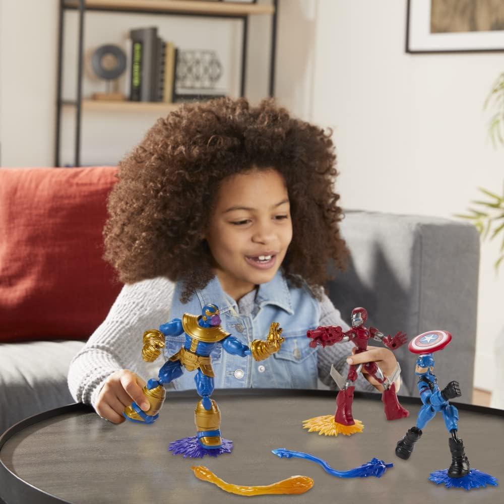 Figuras Flexibles Hasbro Marvel Avengers - Iron Man, Capitán América y Thanos
