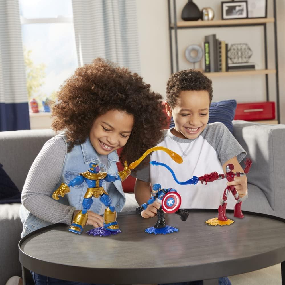 Figuras Flexibles Hasbro Marvel Avengers - Iron Man, Capitán América y Thanos