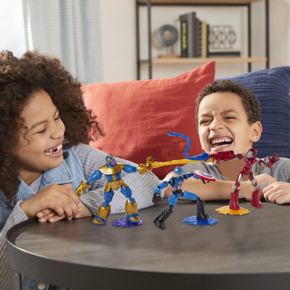 Figuras Flexibles Hasbro Marvel Avengers - Iron Man, Capitán América y Thanos