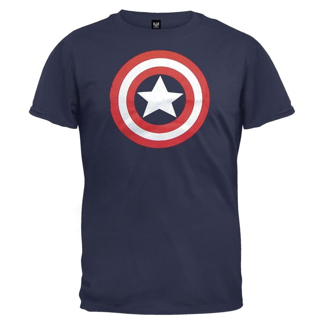 Camiseta Capitán América Azul Marino 100% Algodón Adulto