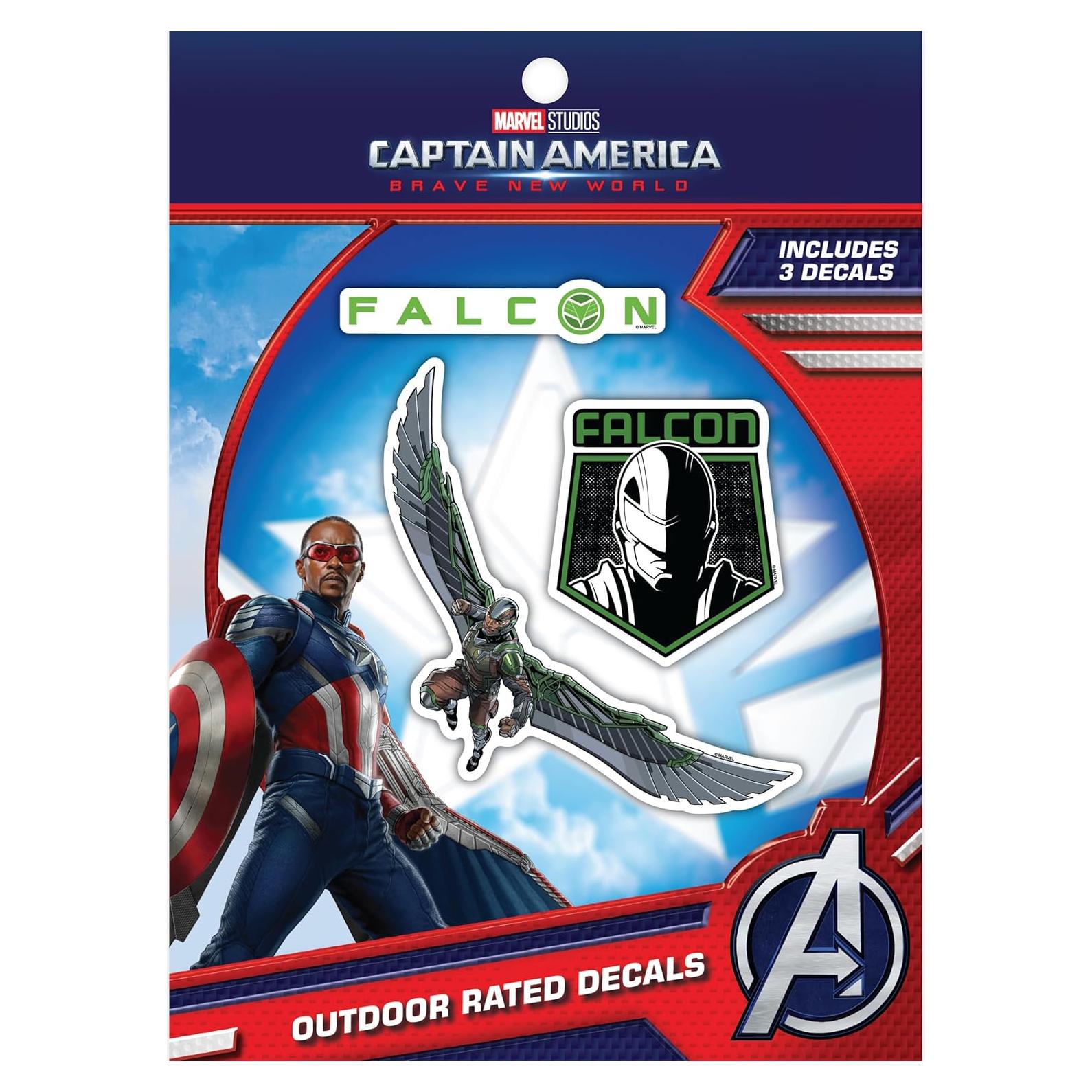 Set de 3 Calcomanías Capitán América Halcón Verde - Vinilo Premium