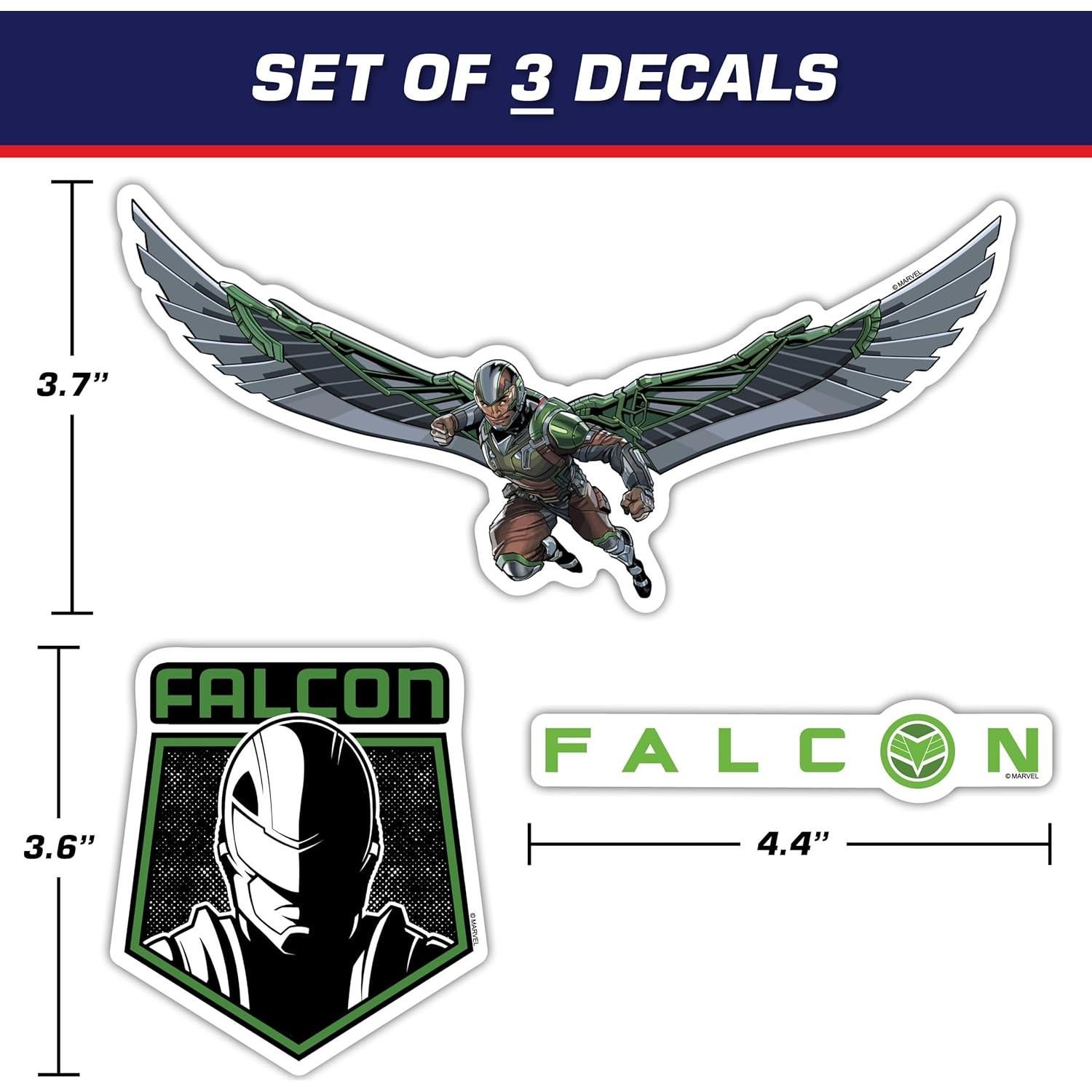 Set de 3 Calcomanías Capitán América Halcón Verde - Vinilo Premium