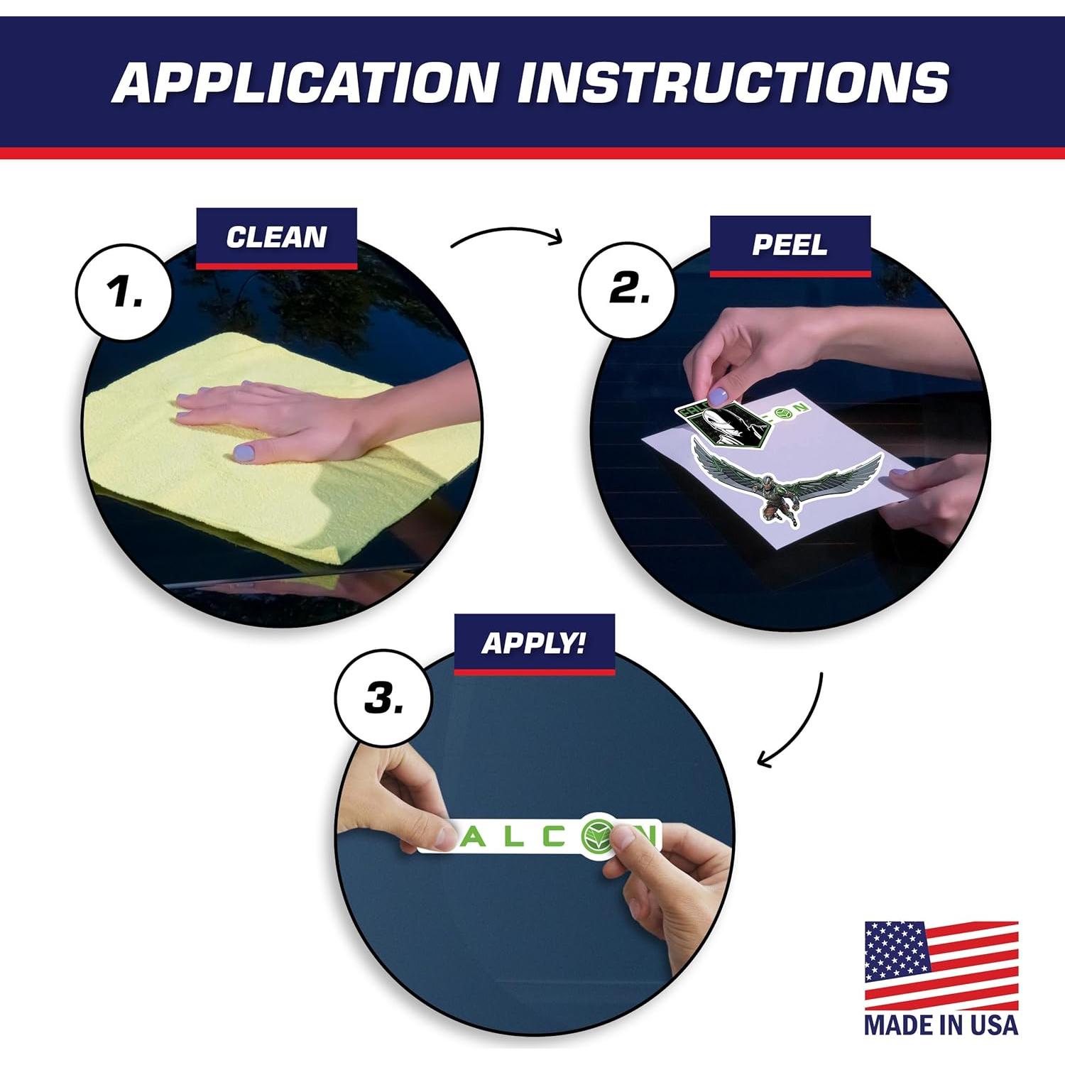 Set de 3 Calcomanías Capitán América Halcón Verde - Vinilo Premium