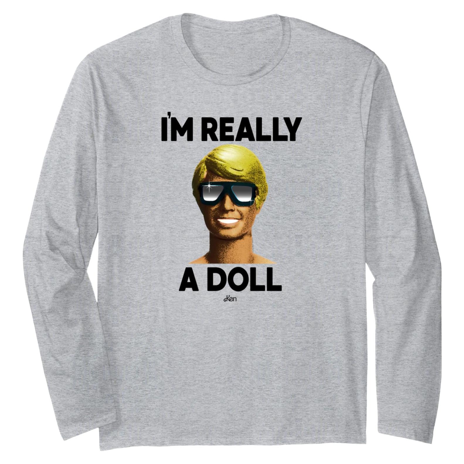 Camiseta de Manga Larga Ken Barbie Gris Jaspeado Unisex