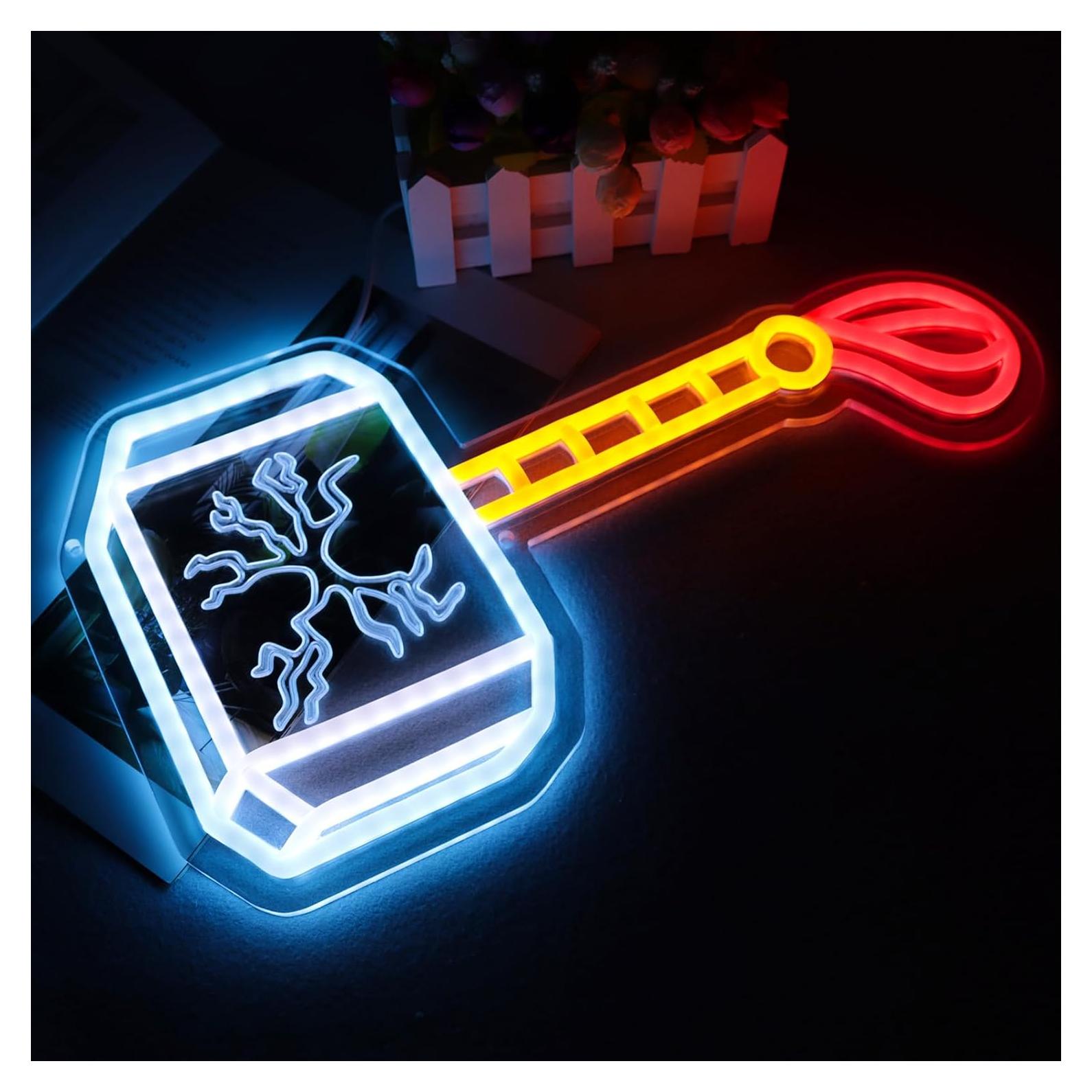 Luz de Neón Martillo de Thor LED Decoración Pared 40.64x22.86cm