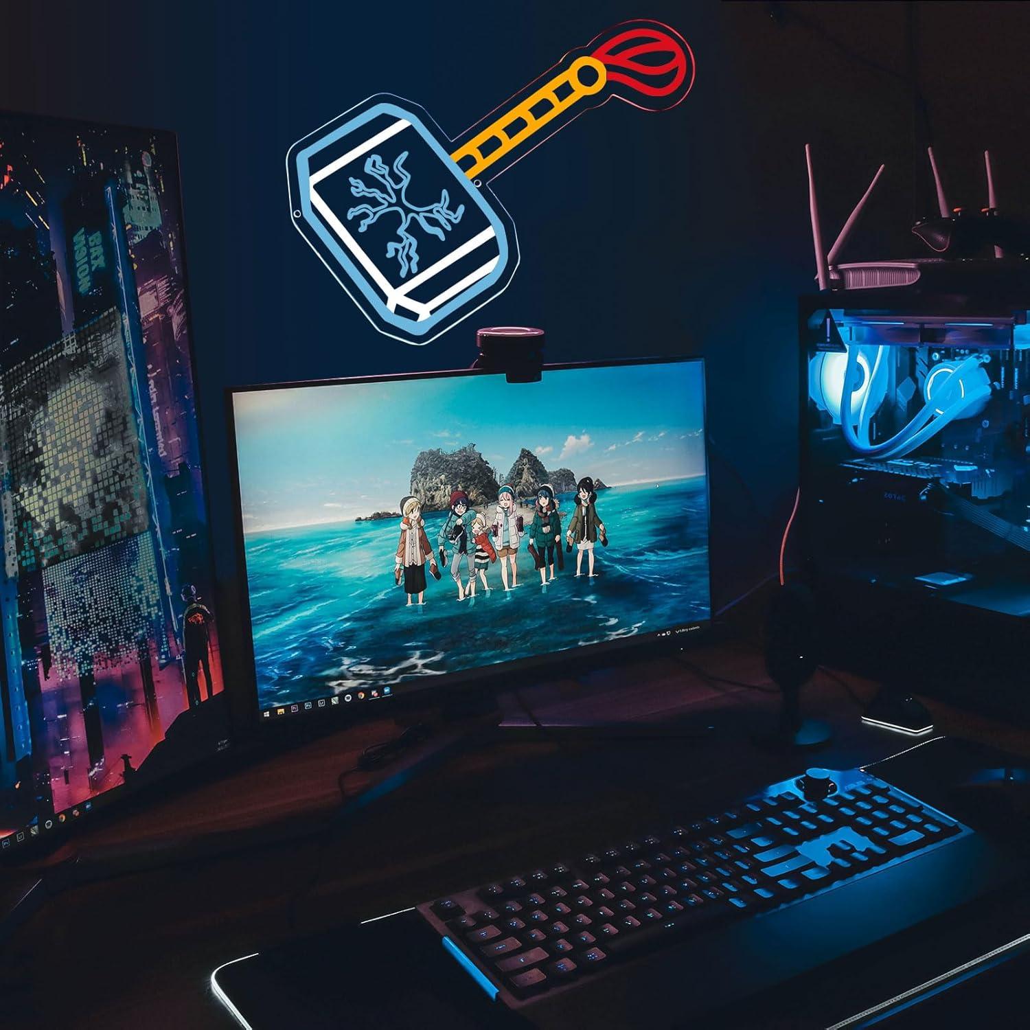 Luz de Neón Martillo de Thor LED Decoración Pared 40.64x22.86cm