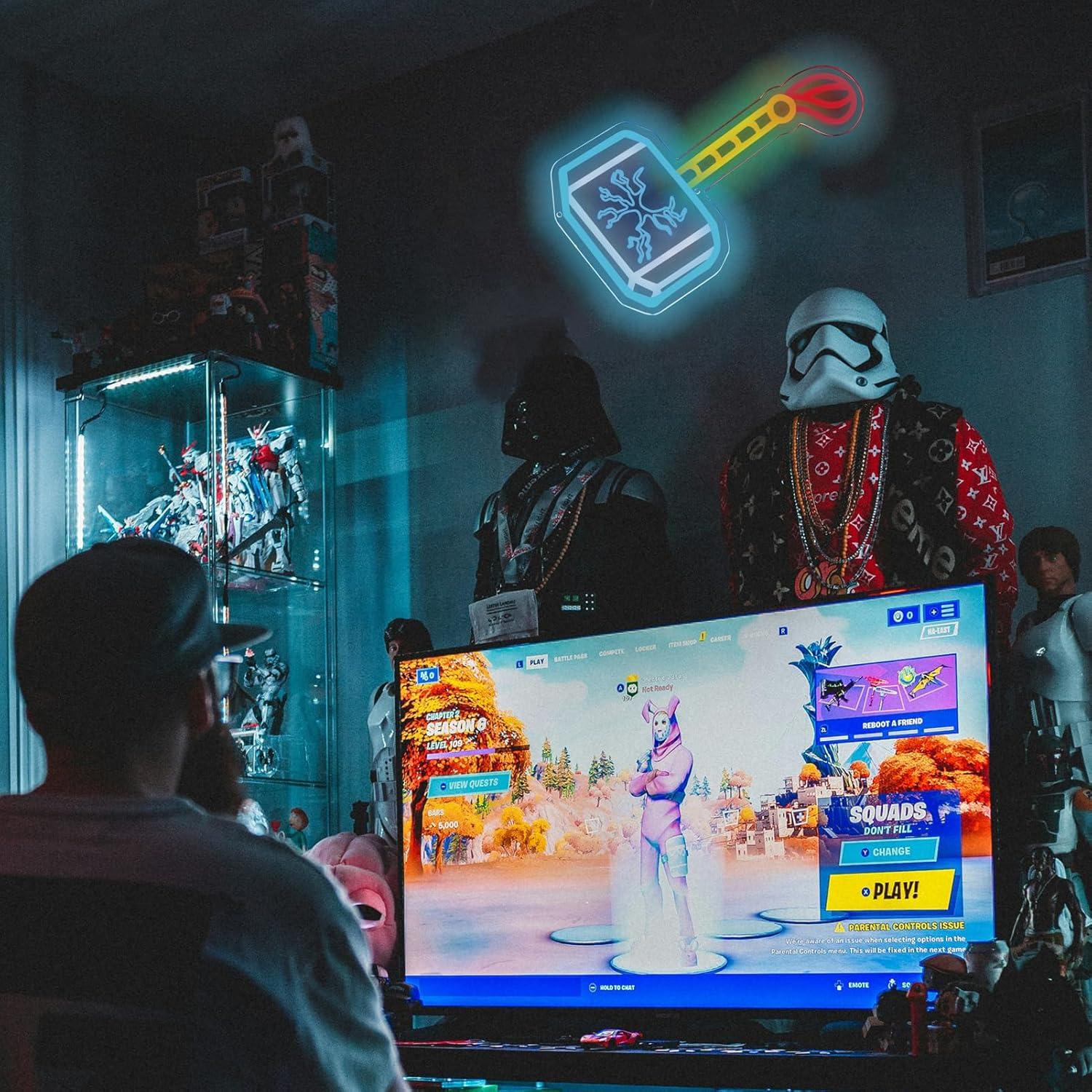 Luz de Neón Martillo de Thor LED Decoración Pared 40.64x22.86cm