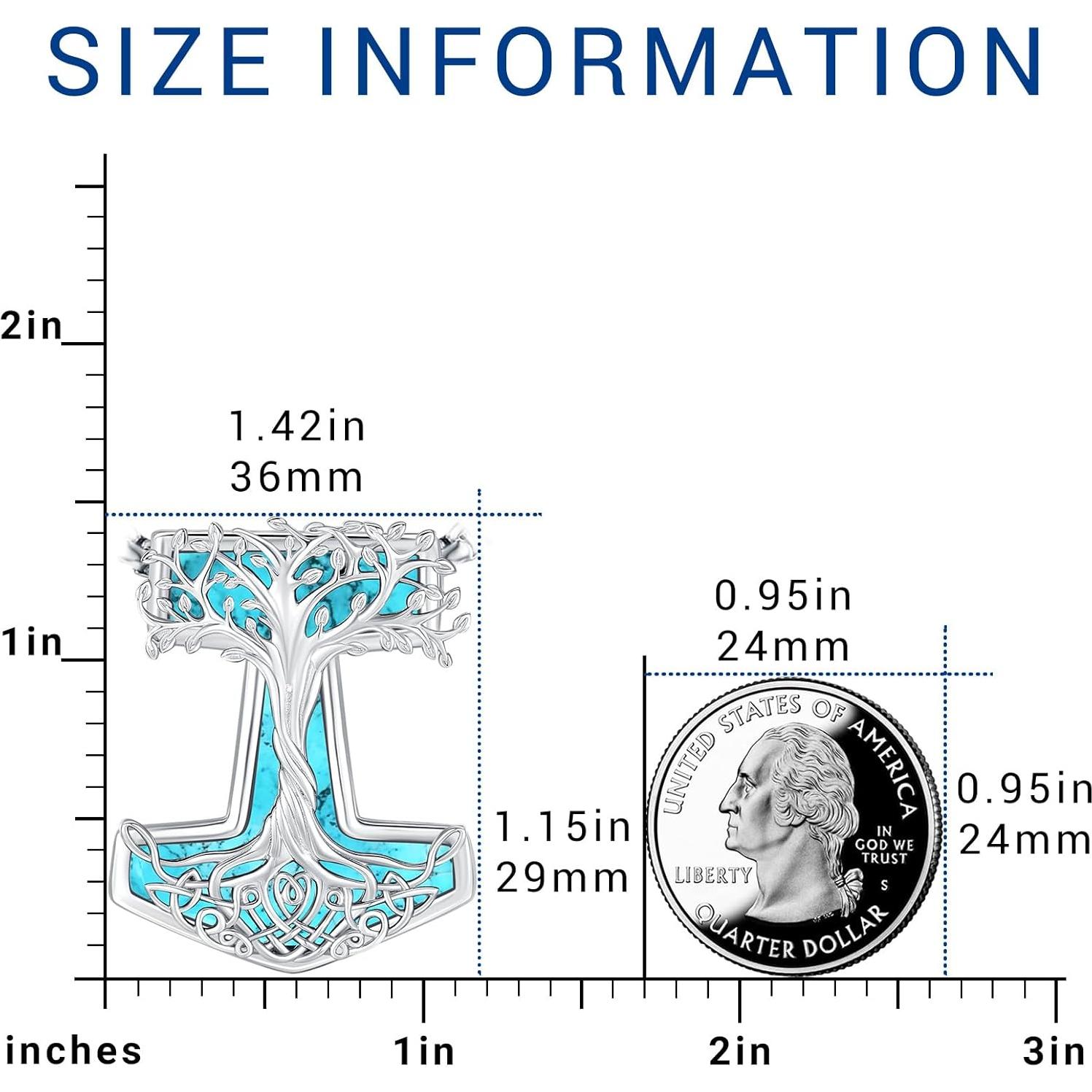Collar de Pendulo de Plata Esterlina 925 con Turquesa 61 cm