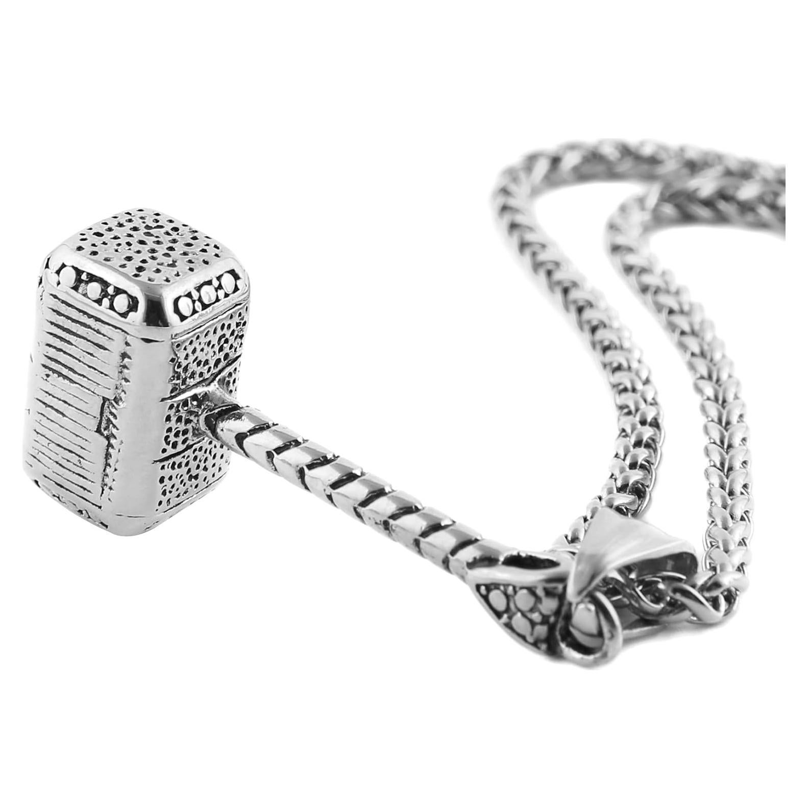 Collar de Acero Inoxidable HZMAN Martillo 55.88 cm Plata