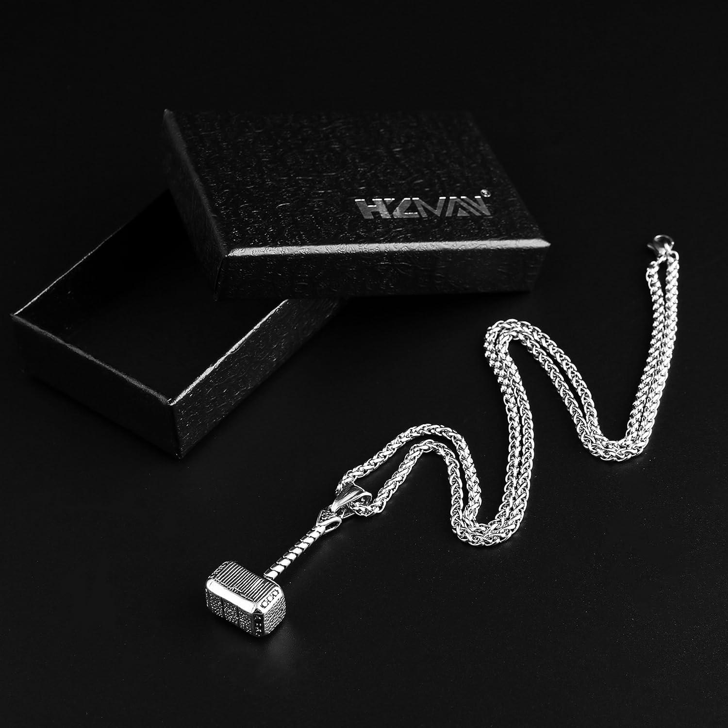 Collar de Acero Inoxidable HZMAN Martillo 55.88 cm Plata