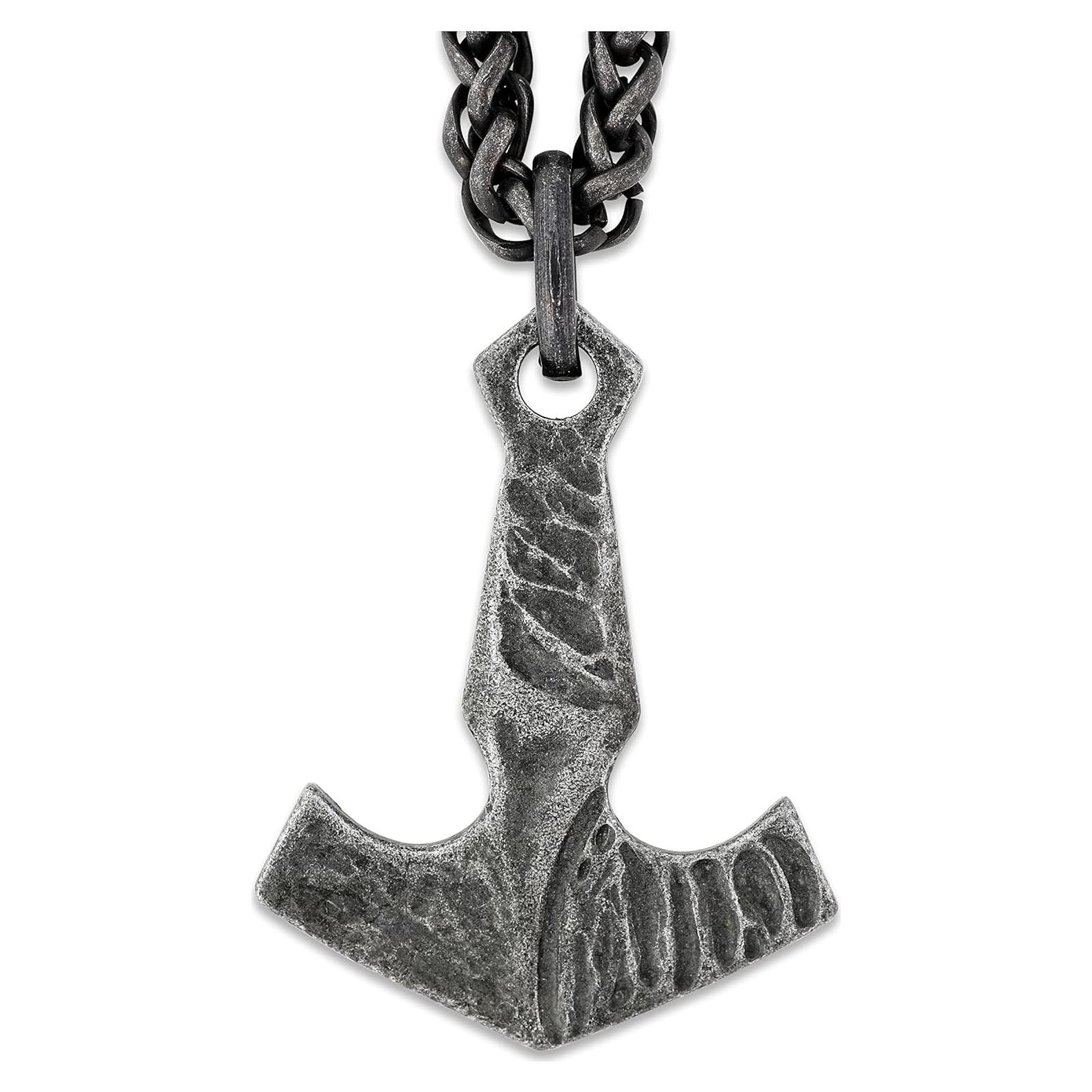 Collar Viking Mjolnir HAQUIL con Cadena de Trigo 60 cm