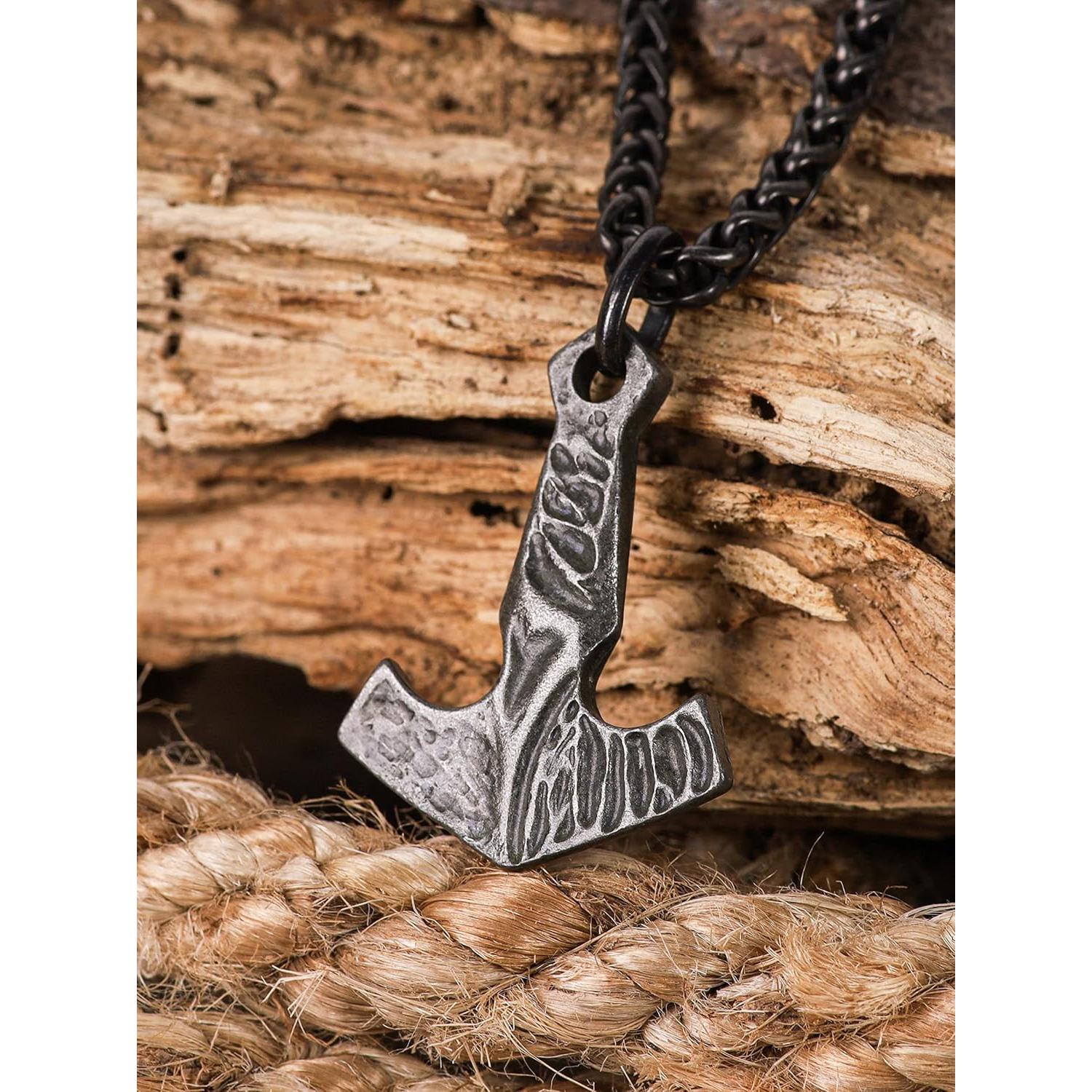 Collar Viking Mjolnir HAQUIL con Cadena de Trigo 60 cm