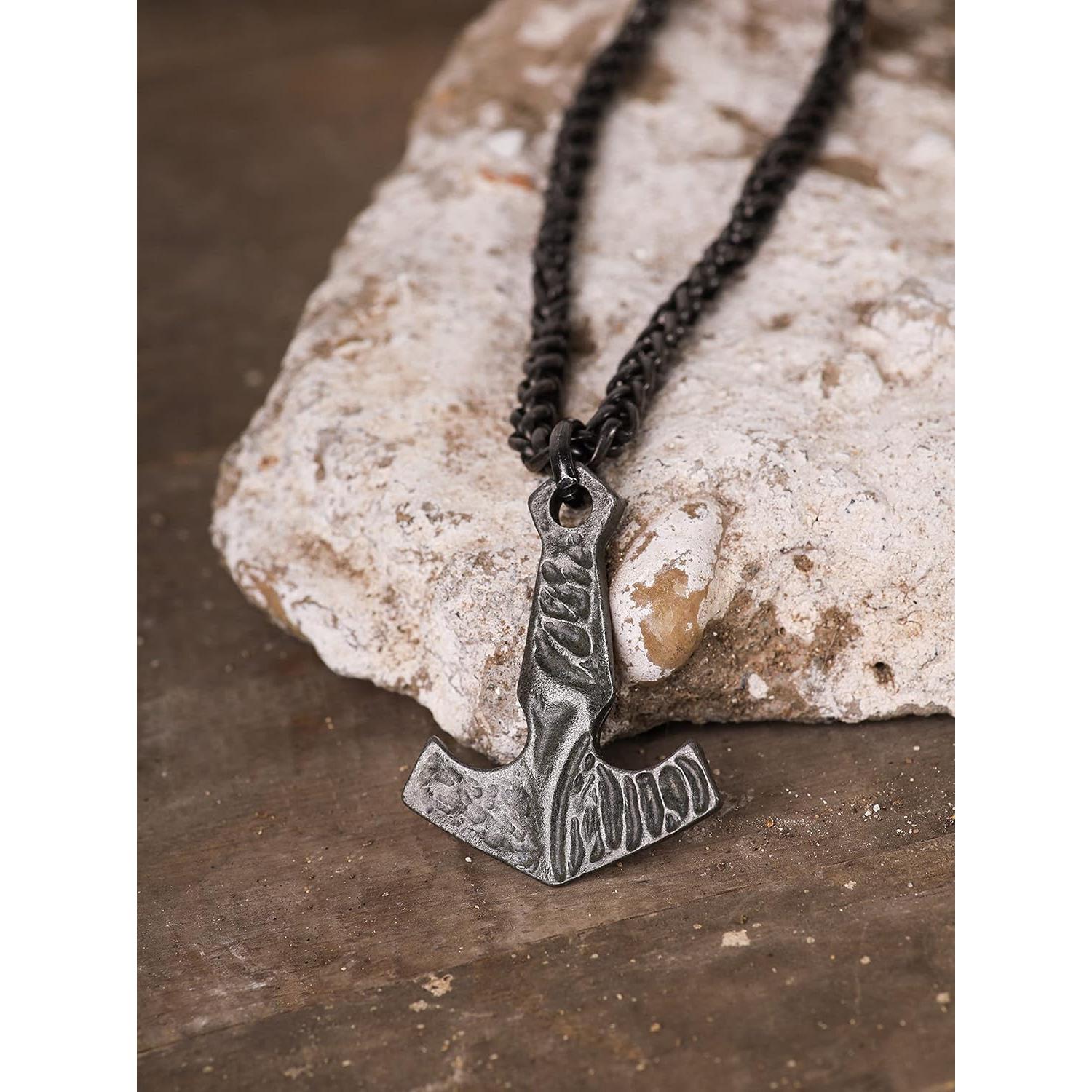 Collar Viking Mjolnir HAQUIL con Cadena de Trigo 60 cm