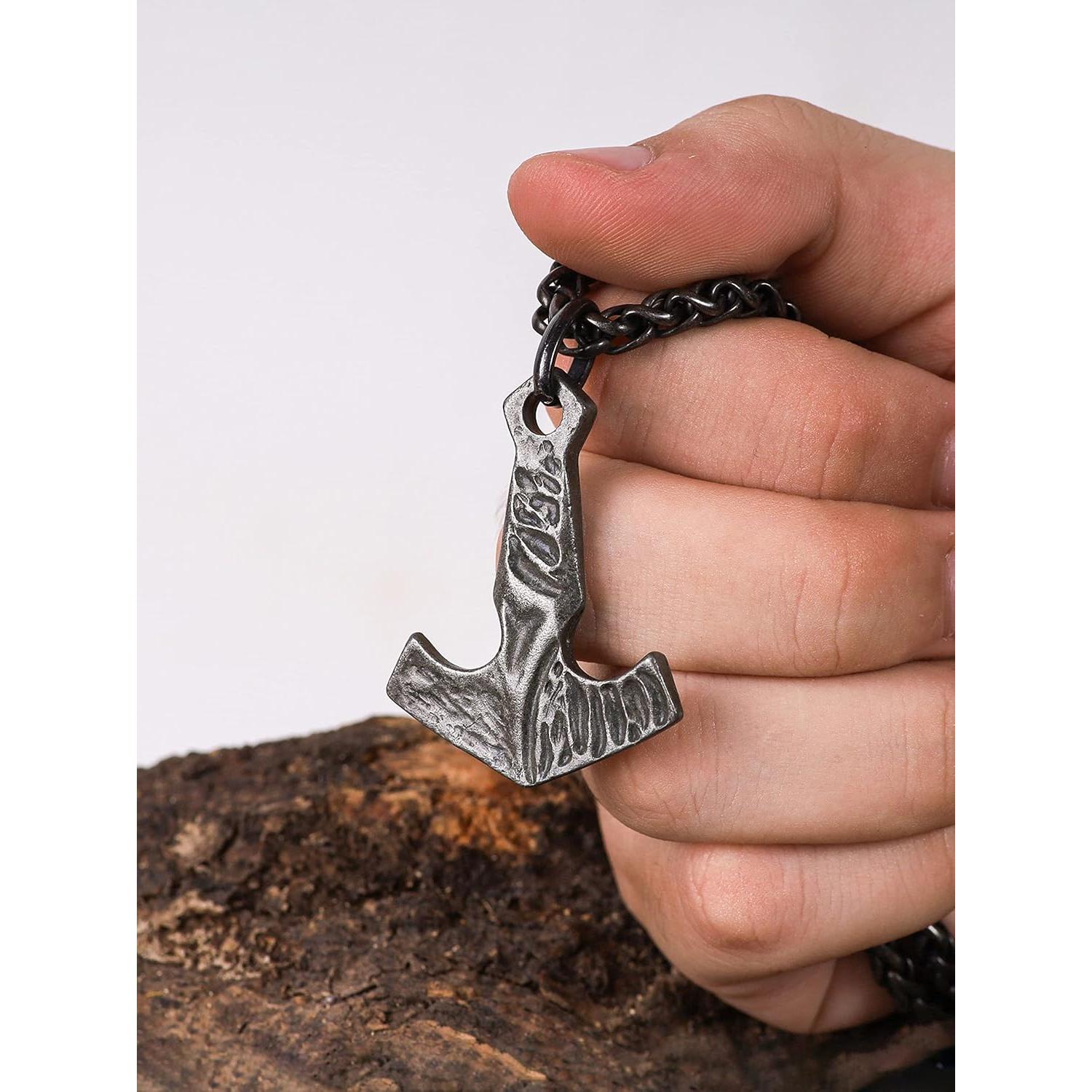 Collar Viking Mjolnir HAQUIL con Cadena de Trigo 60 cm
