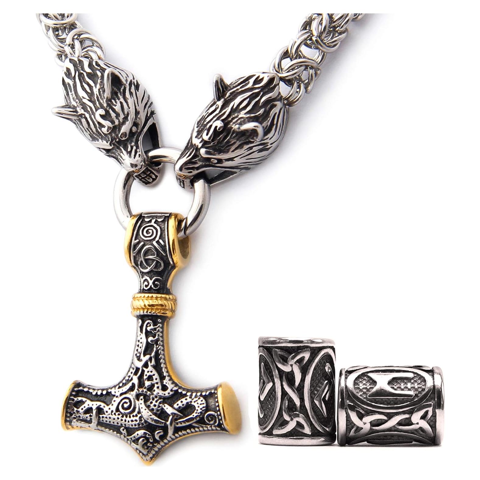 Collar de acero inoxidable GUNGNEER con colgante de gato celta