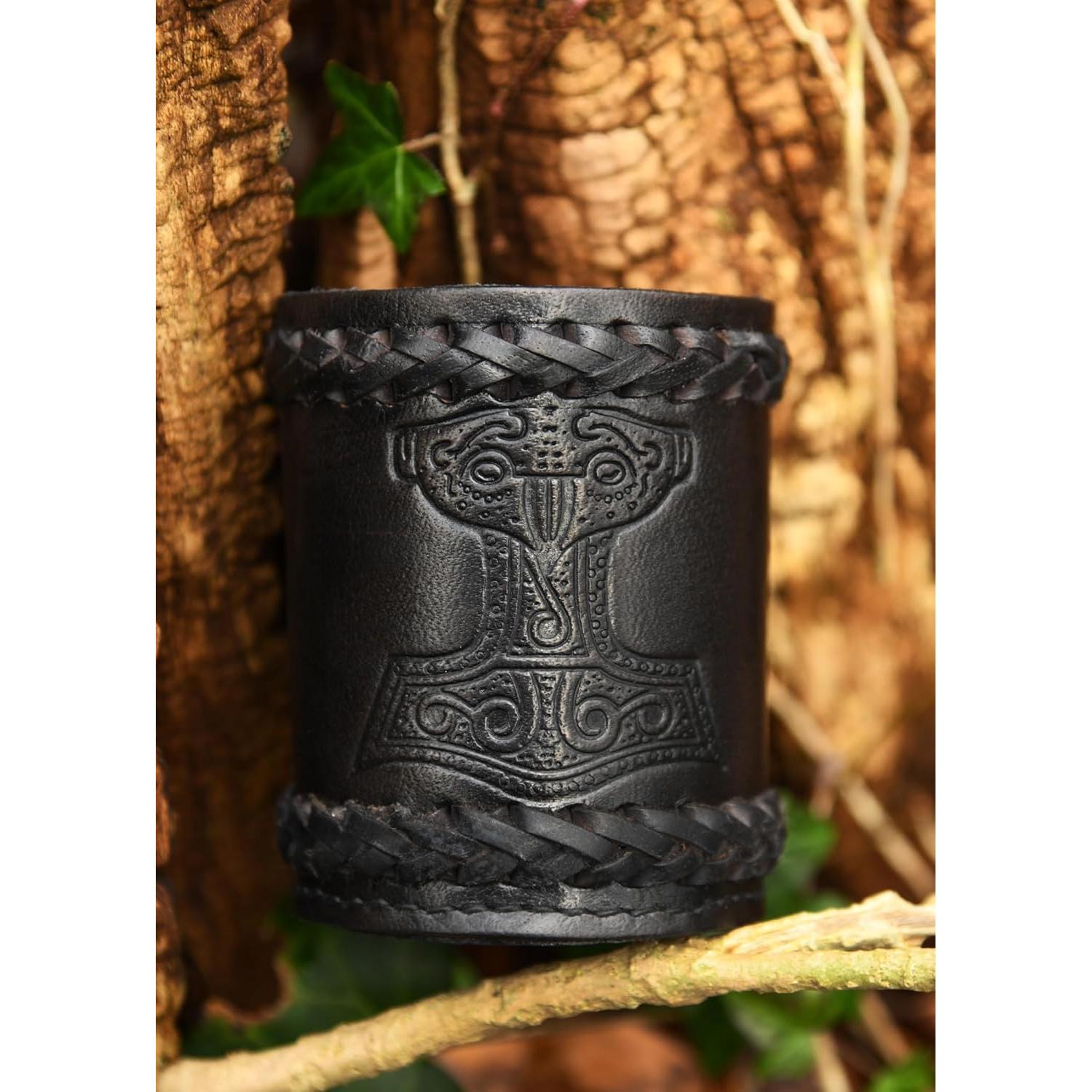 Taza de Dados Vikinga Ulfberth en Cuero Genuino - Martillo de Thor
