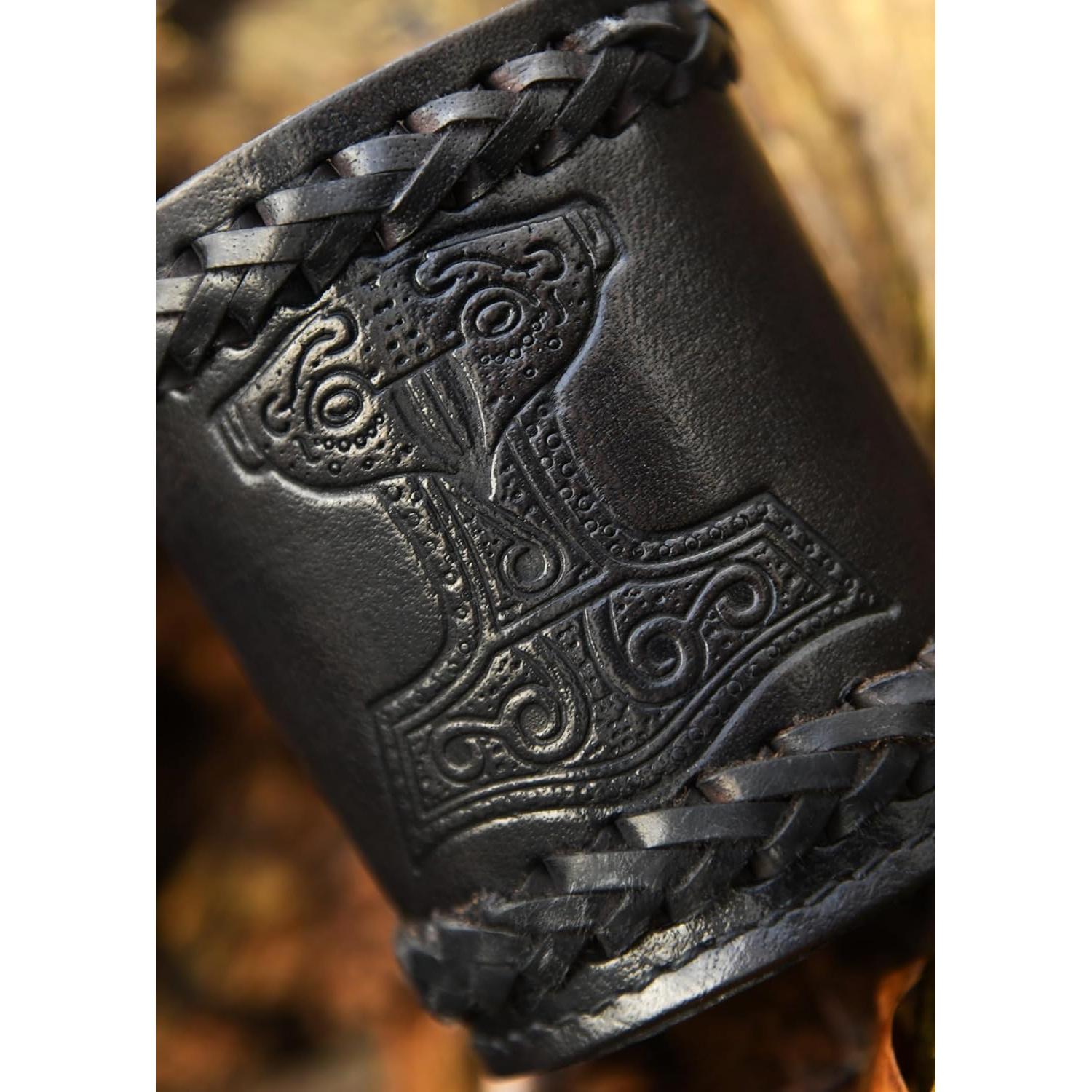 Taza de Dados Vikinga Ulfberth en Cuero Genuino - Martillo de Thor