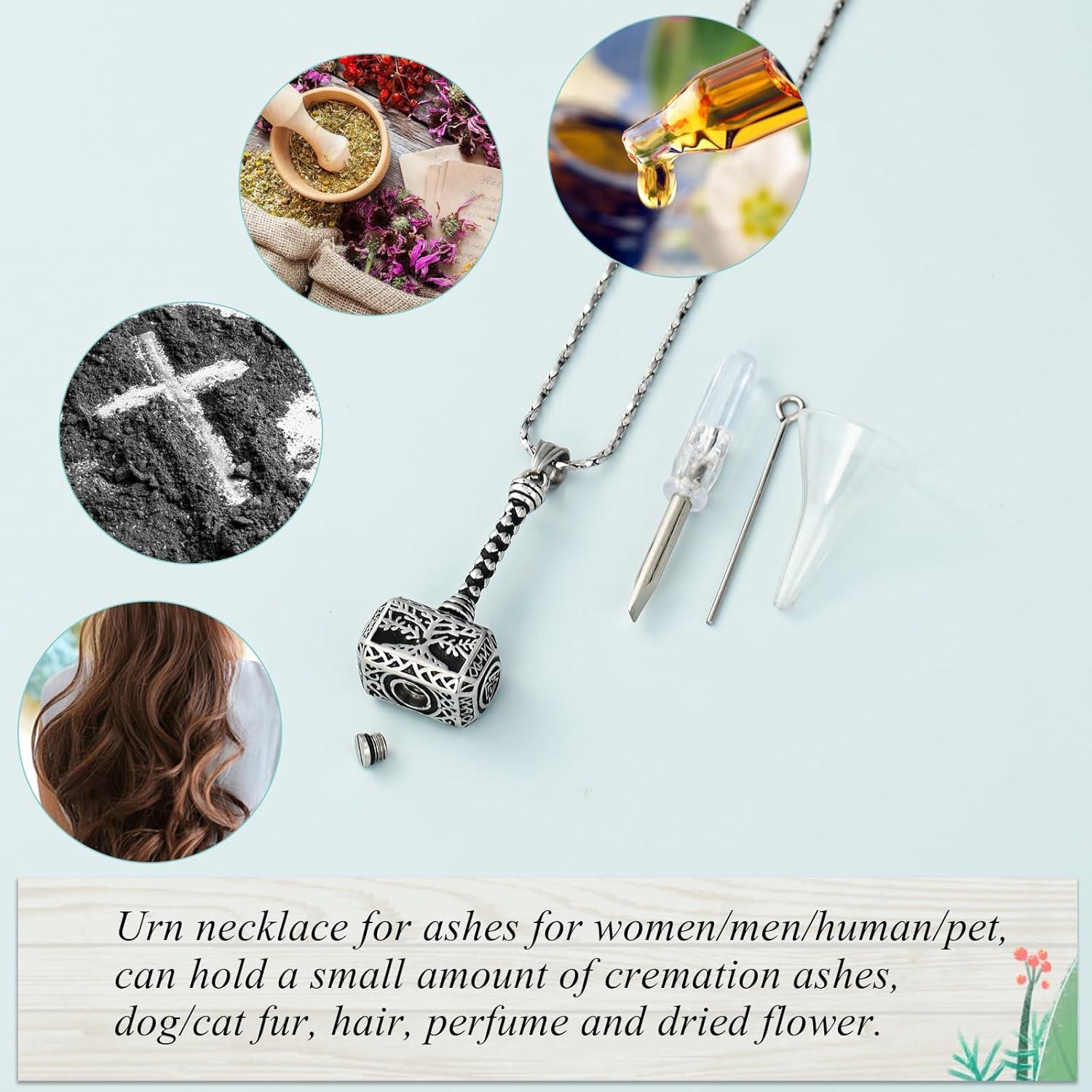 Collar Urna de Cenizas Imrsanl Martillo de Thor Plata 3.5x1.8cm