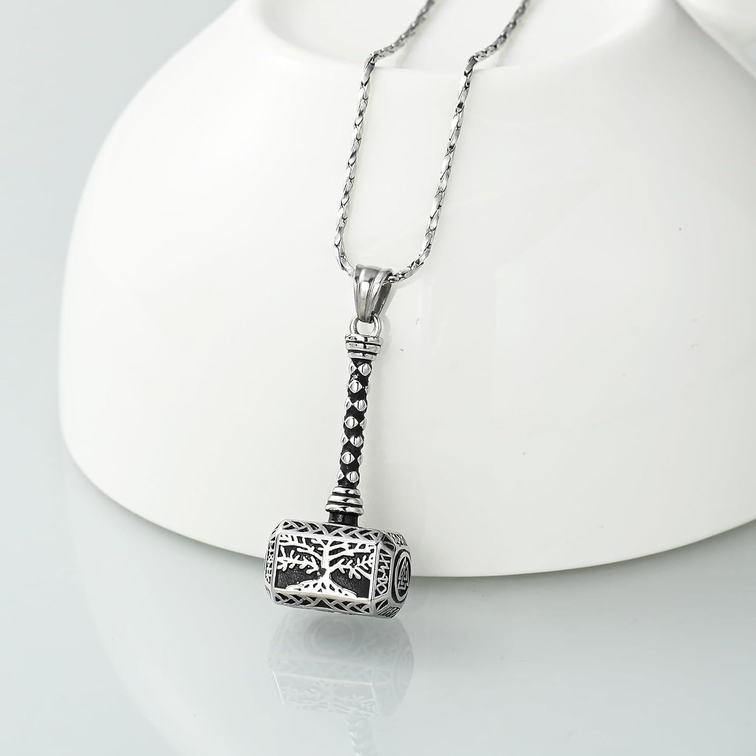 Collar Urna de Cenizas Imrsanl Martillo de Thor Plata 3.5x1.8cm