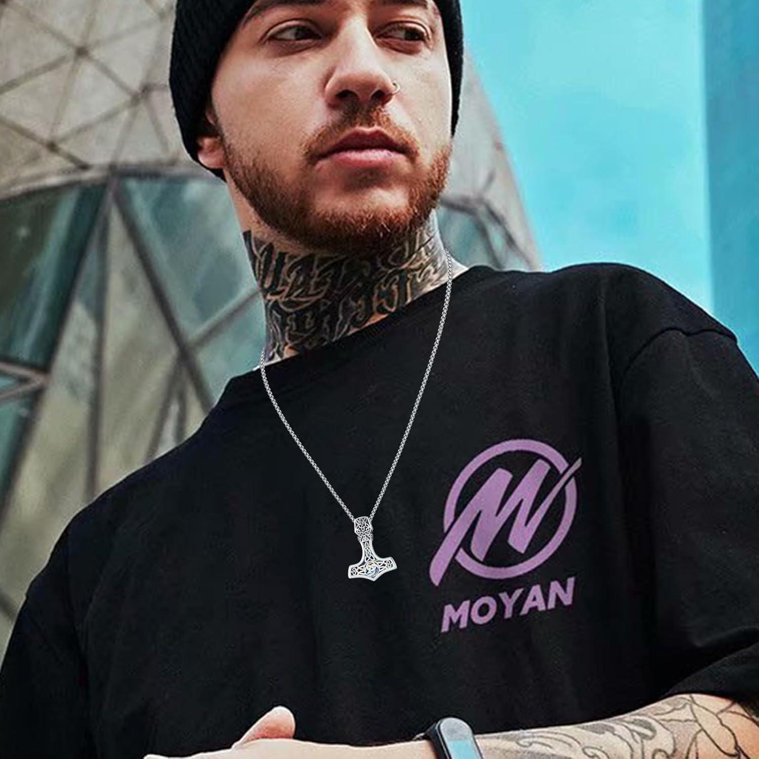 Collar Martillo de Thor Vikingo 925 Plata Esterlina con Cadena 55.88 cm