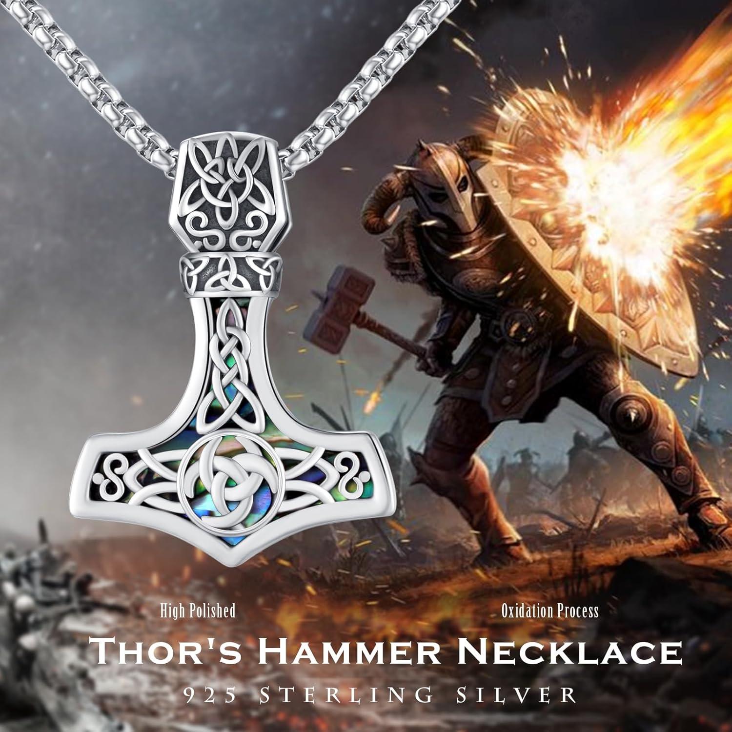 Collar Martillo de Thor Vikingo 925 Plata Esterlina con Cadena 55.88 cm