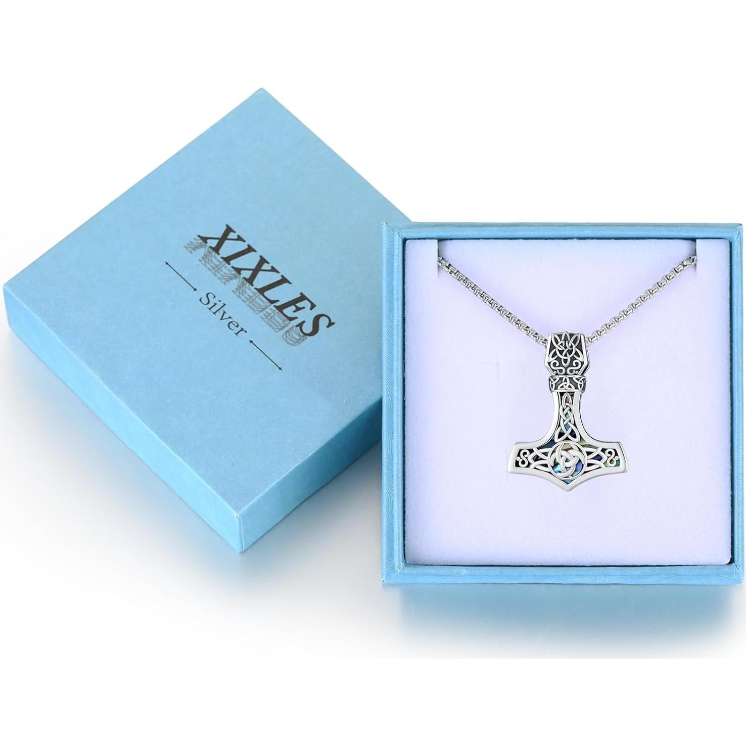 Collar Martillo de Thor Vikingo 925 Plata Esterlina con Cadena 55.88 cm