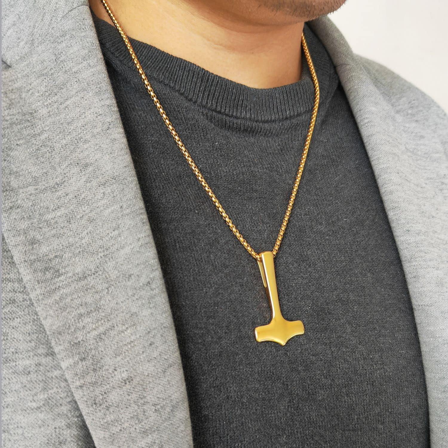 Collar Amuleto Martillo de Thor Acero Inoxidable 30x50mm