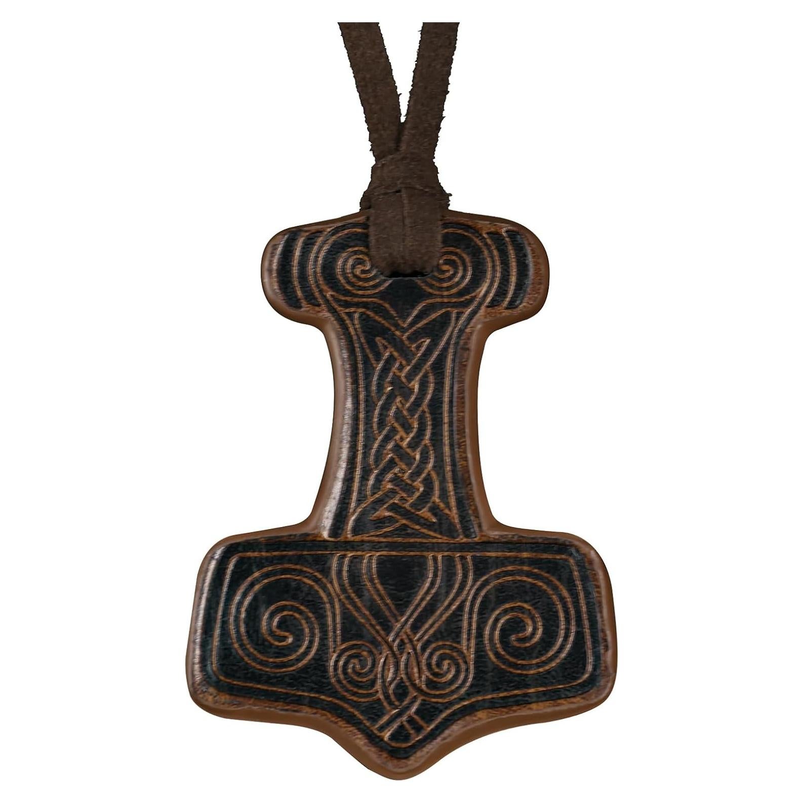 Collar Viking HiiFeuer Martillo de Thor Cuero Sintético