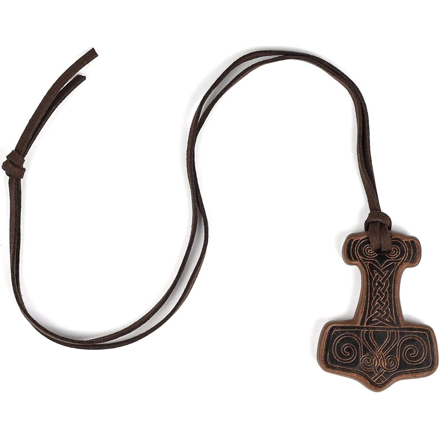 Collar Viking HiiFeuer Martillo de Thor Cuero Sintético