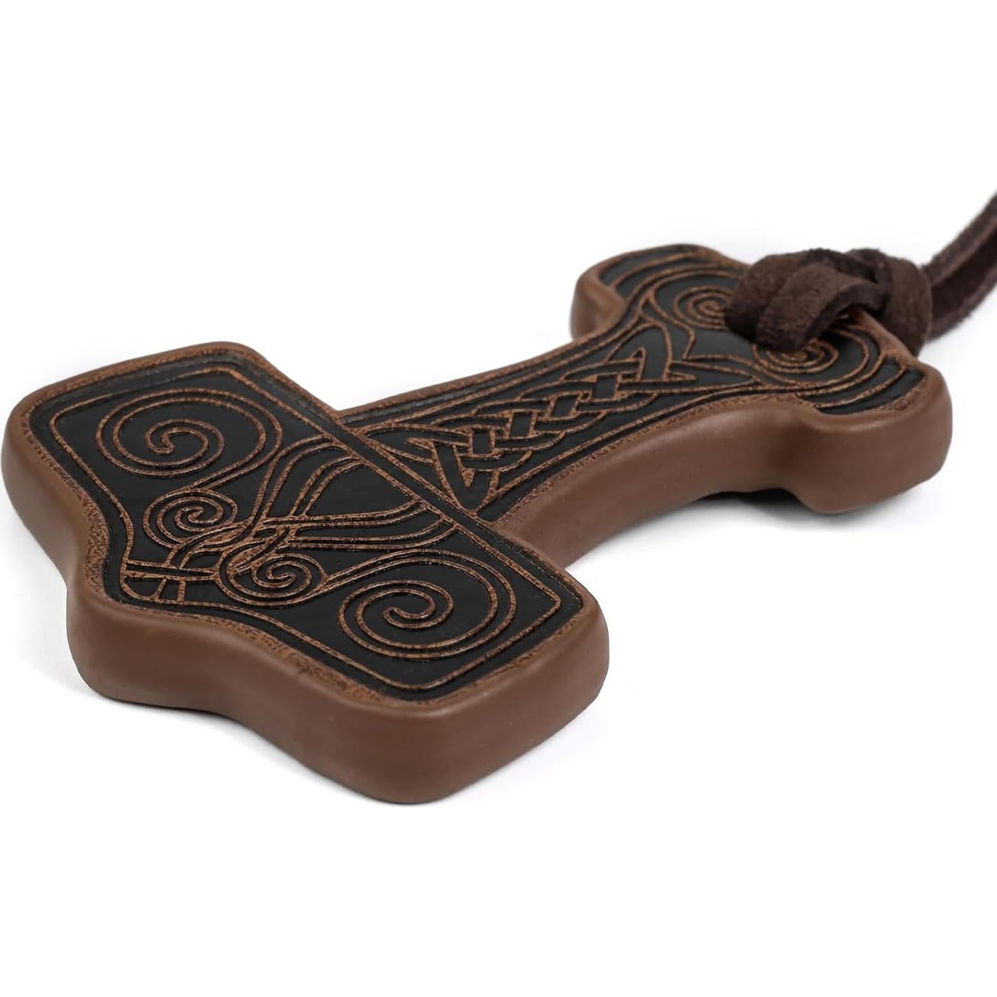 Collar Viking HiiFeuer Martillo de Thor Cuero Sintético