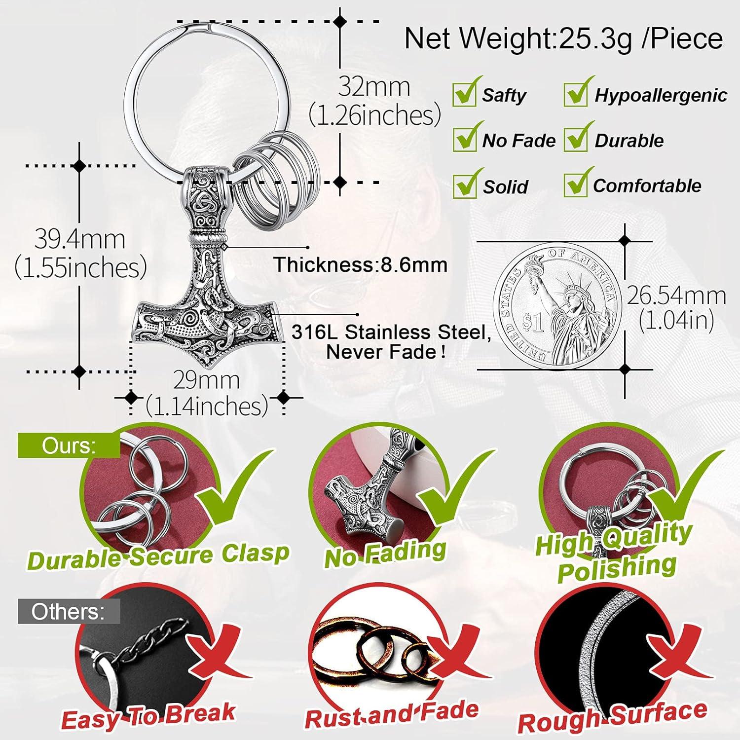 Llavero Martillo de Thor FaithHeart Acero Inoxidable 39.4x29mm